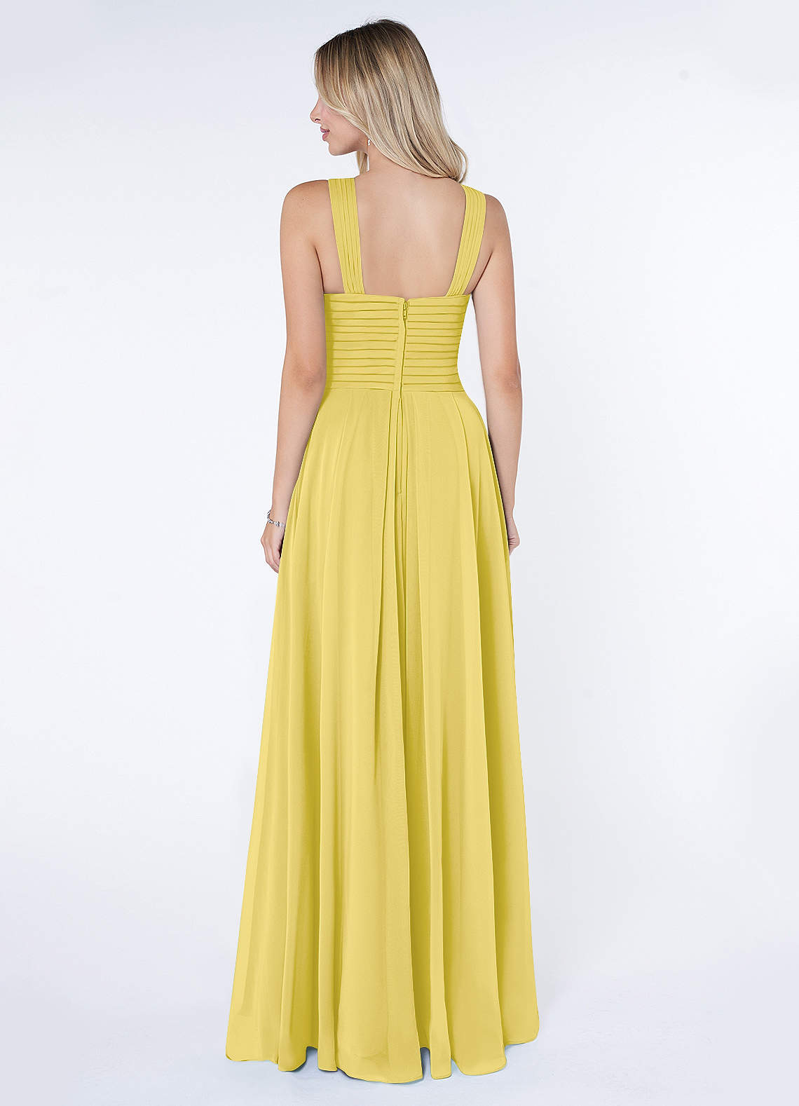 Kaleigh A-Line Halter Chiffon Bridesmaid Dress in Canary