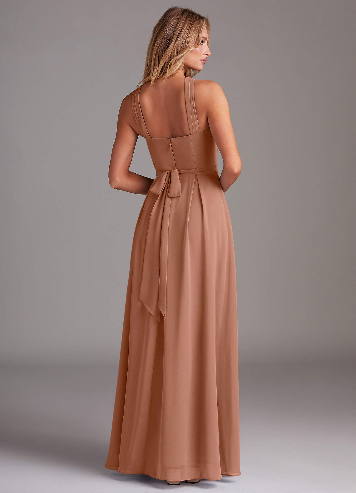 Dixie A-Line Halter Chiffon Bridesmaid Dress in Bronzer
