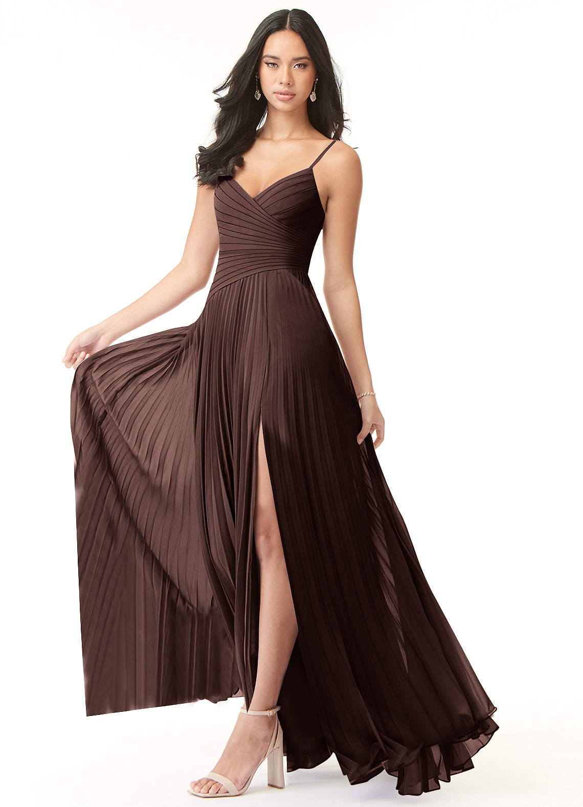 Vini A-Line V-Neck Chiffon Bridesmaid Dress in Ganache