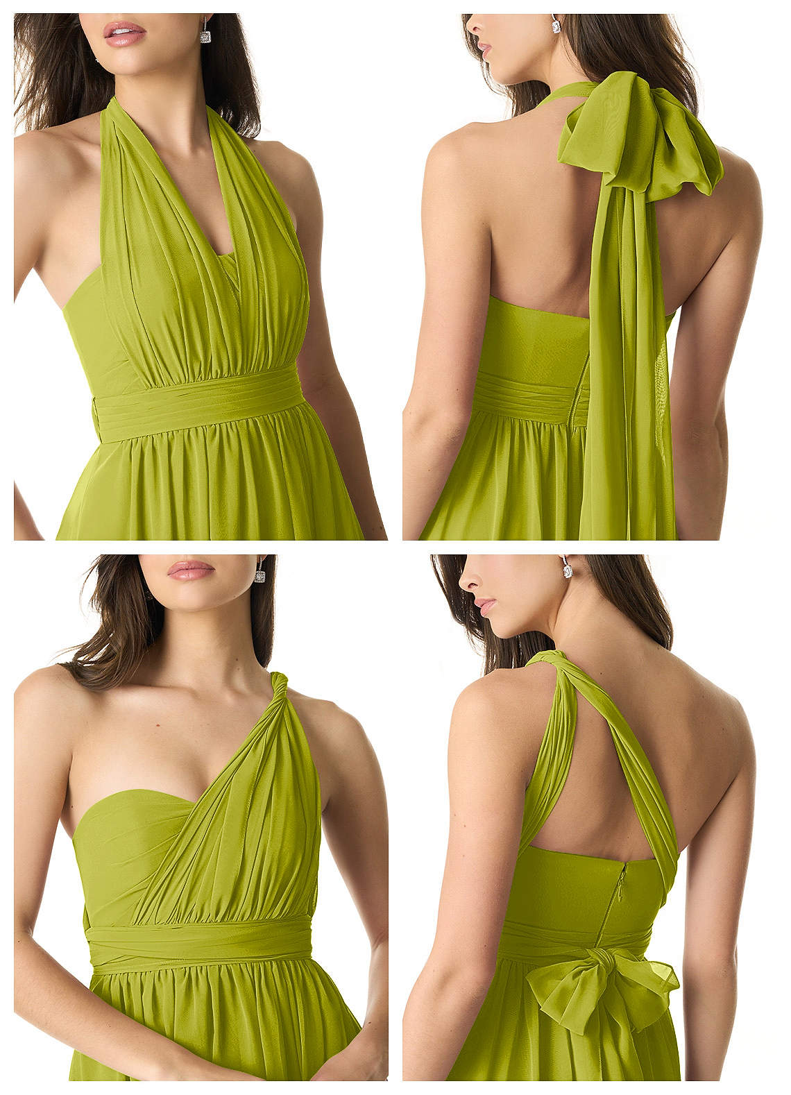 Olani A-Line V-Neck Chiffon Bridesmaid Dress in Lemongrass