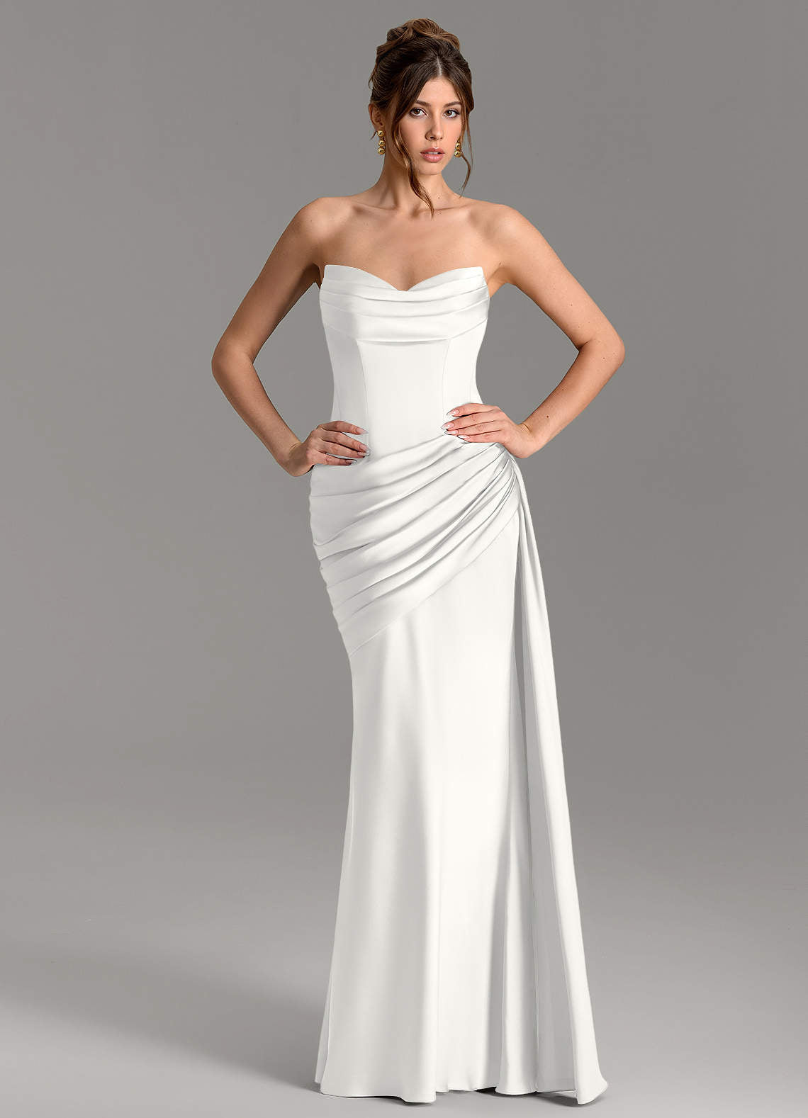 Zorah Mermaid Sweetheart Stretch Satin Bridesmaid Dress in white