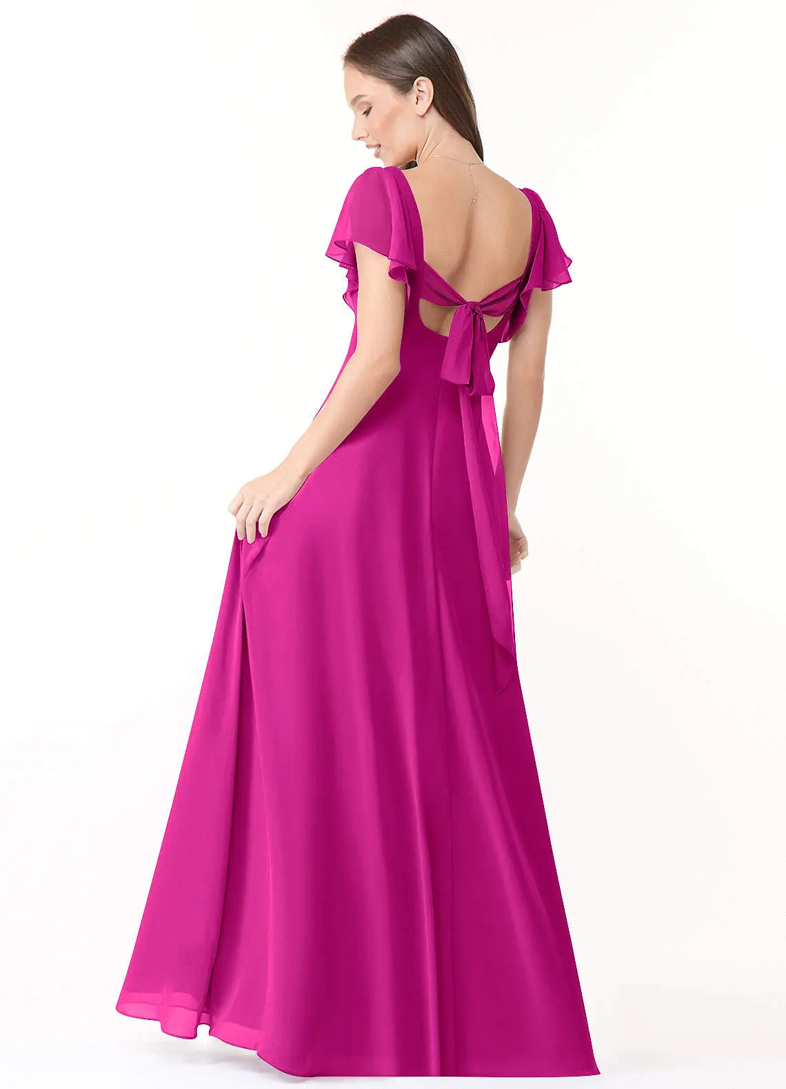 Syenna A-Line V-Neck Chiffon Bridesmaid Dress in Fuchsia