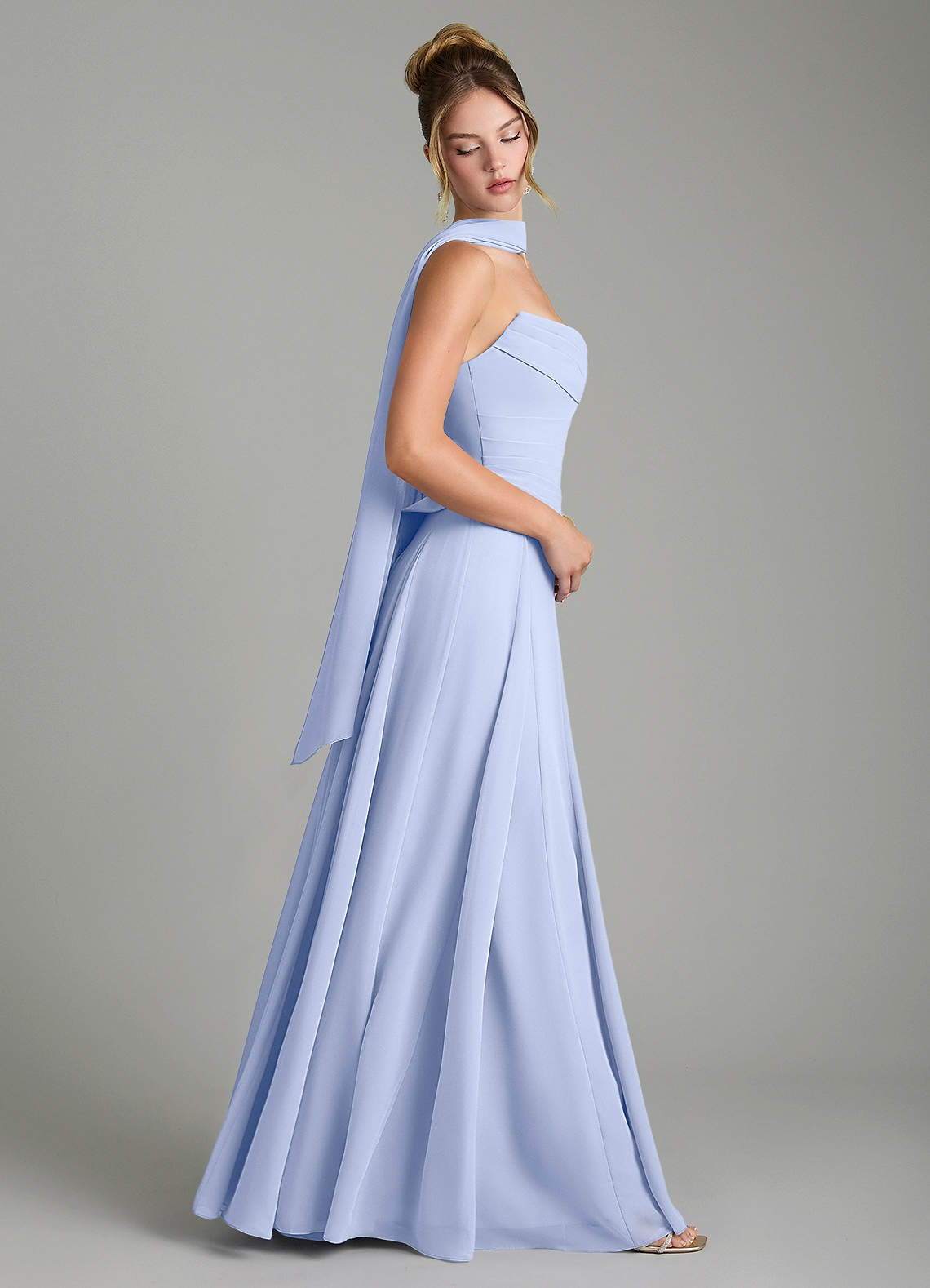 Gabriela A-Line Cowl-Neck Chiffon Bridesmaid Dress in Ice