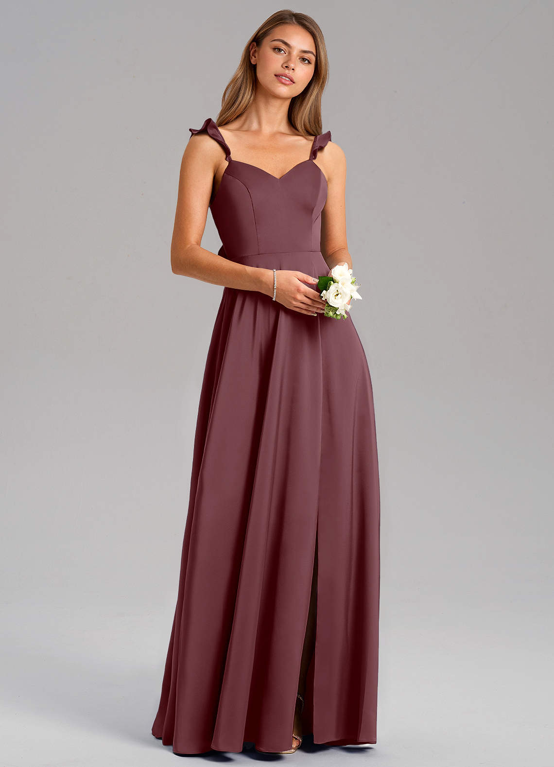 Everett A-Line V-Neck Chiffon Bridesmaid Dress in Sangria