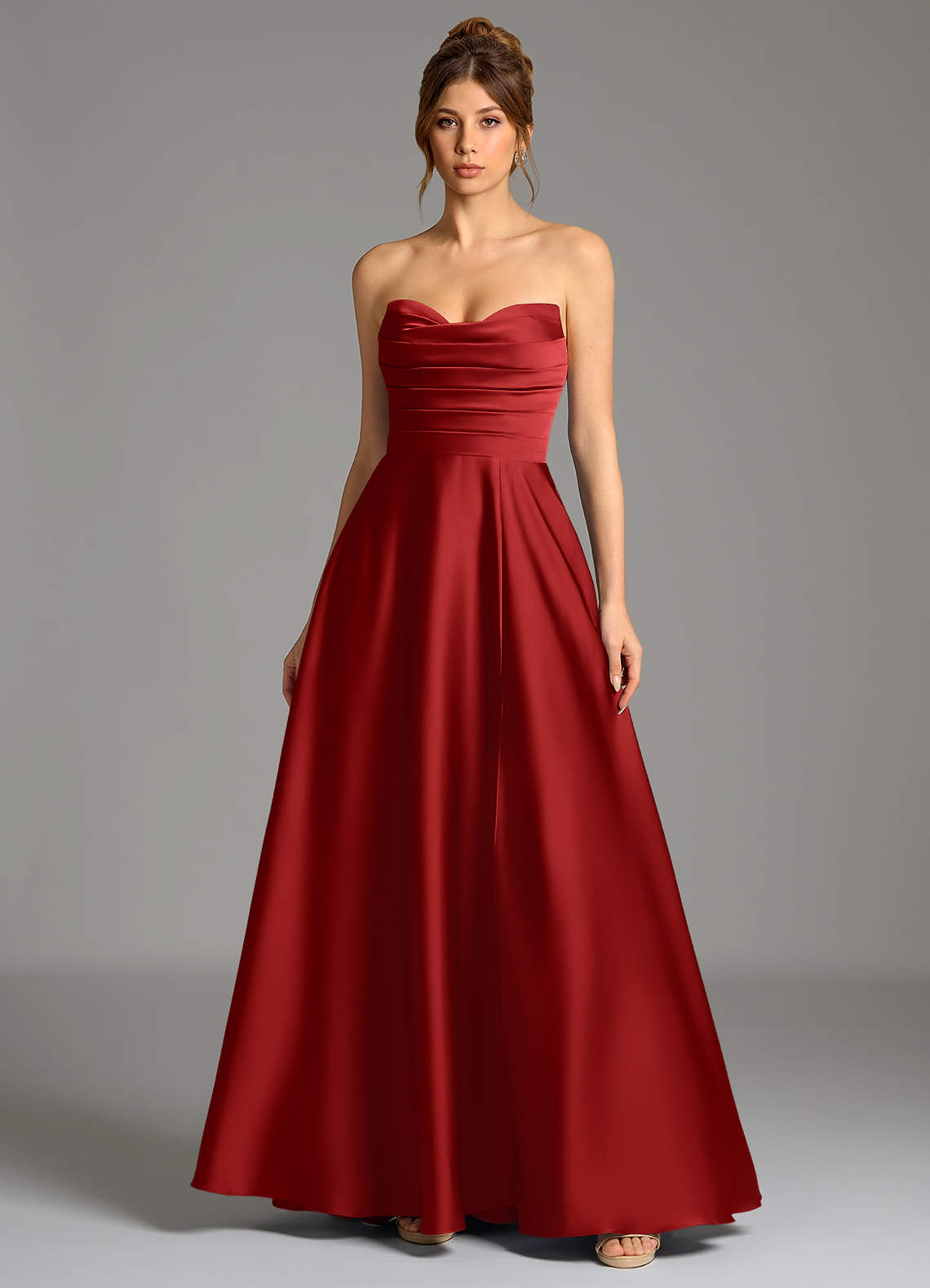 Ayla A-Line Sweetheart Stretch Satin Bridesmaid Dress in Pomegranate