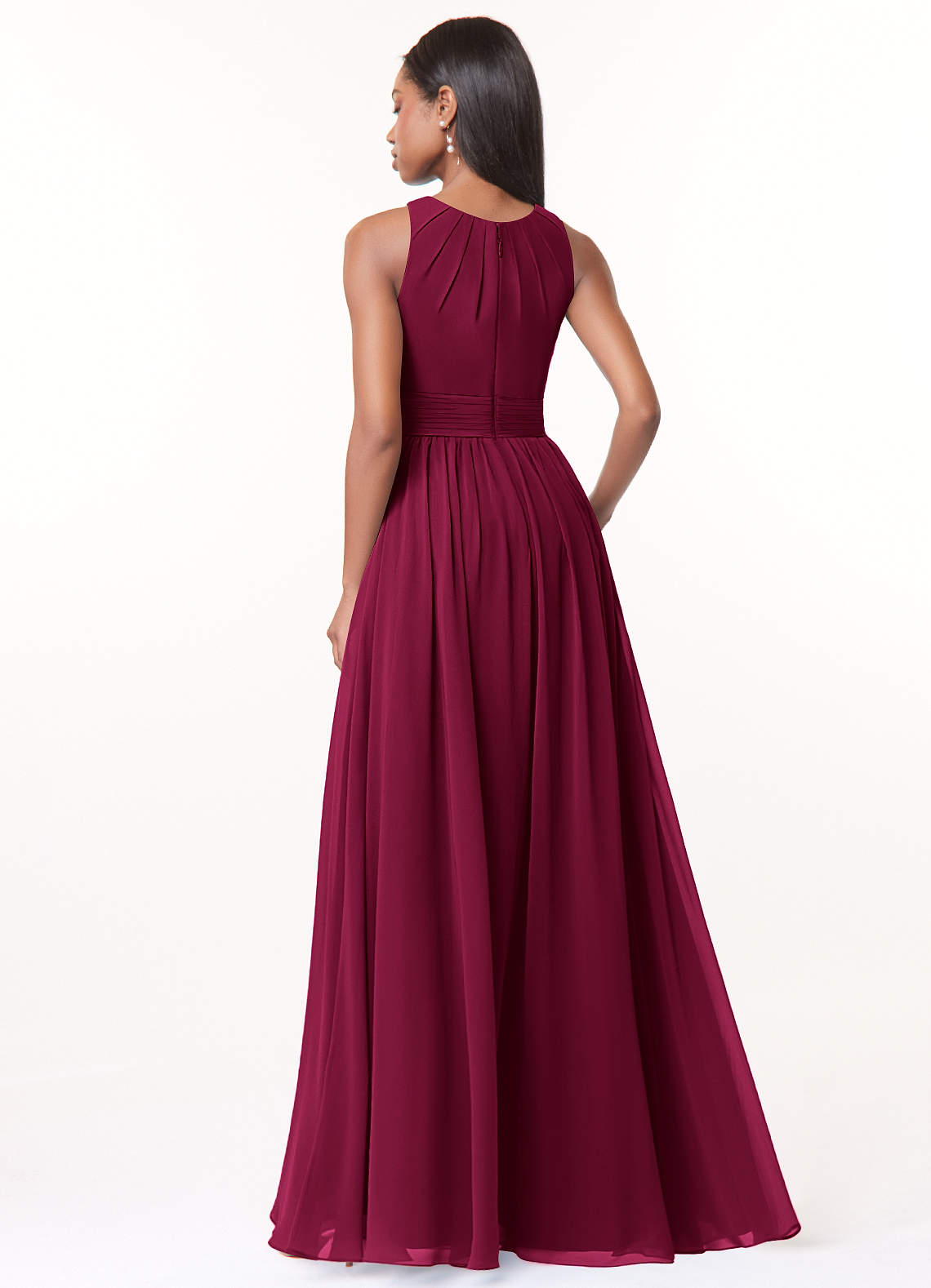 Harper A-Line Scoop-Neck Chiffon Bridesmaid Dress in Cabernet