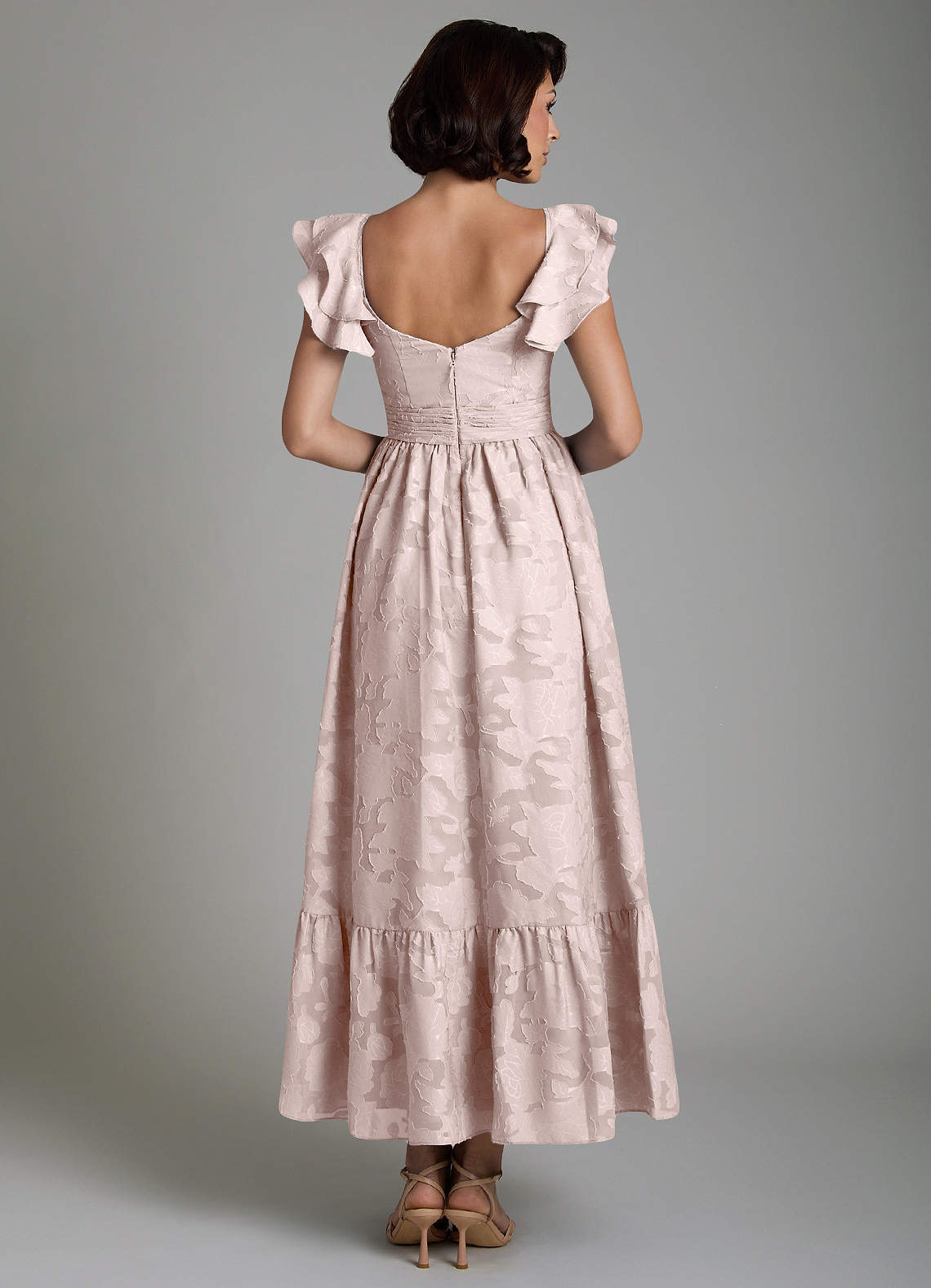 Anaya A-Line V-Neck Floral Burnout Bridesmaid Dress in Blushing Pink