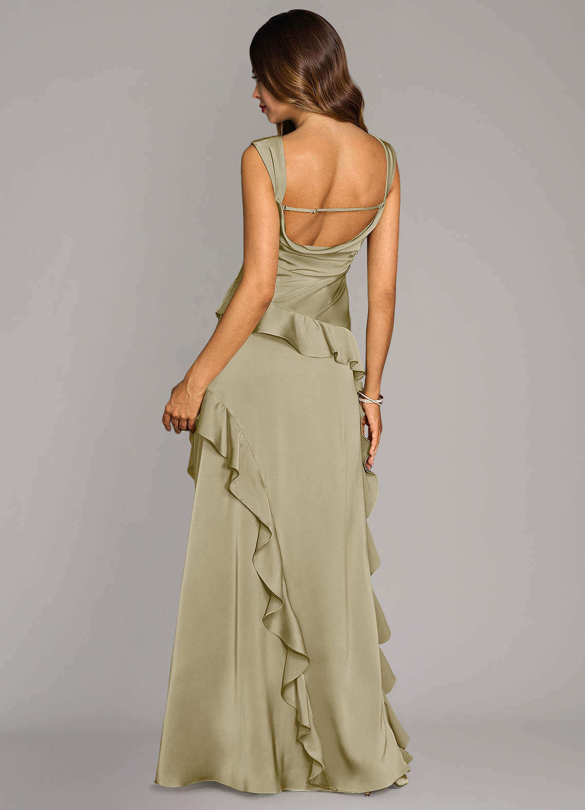 Sloane A-Line Sweetheart Stretch Satin Bridesmaid Dress in Moss Green