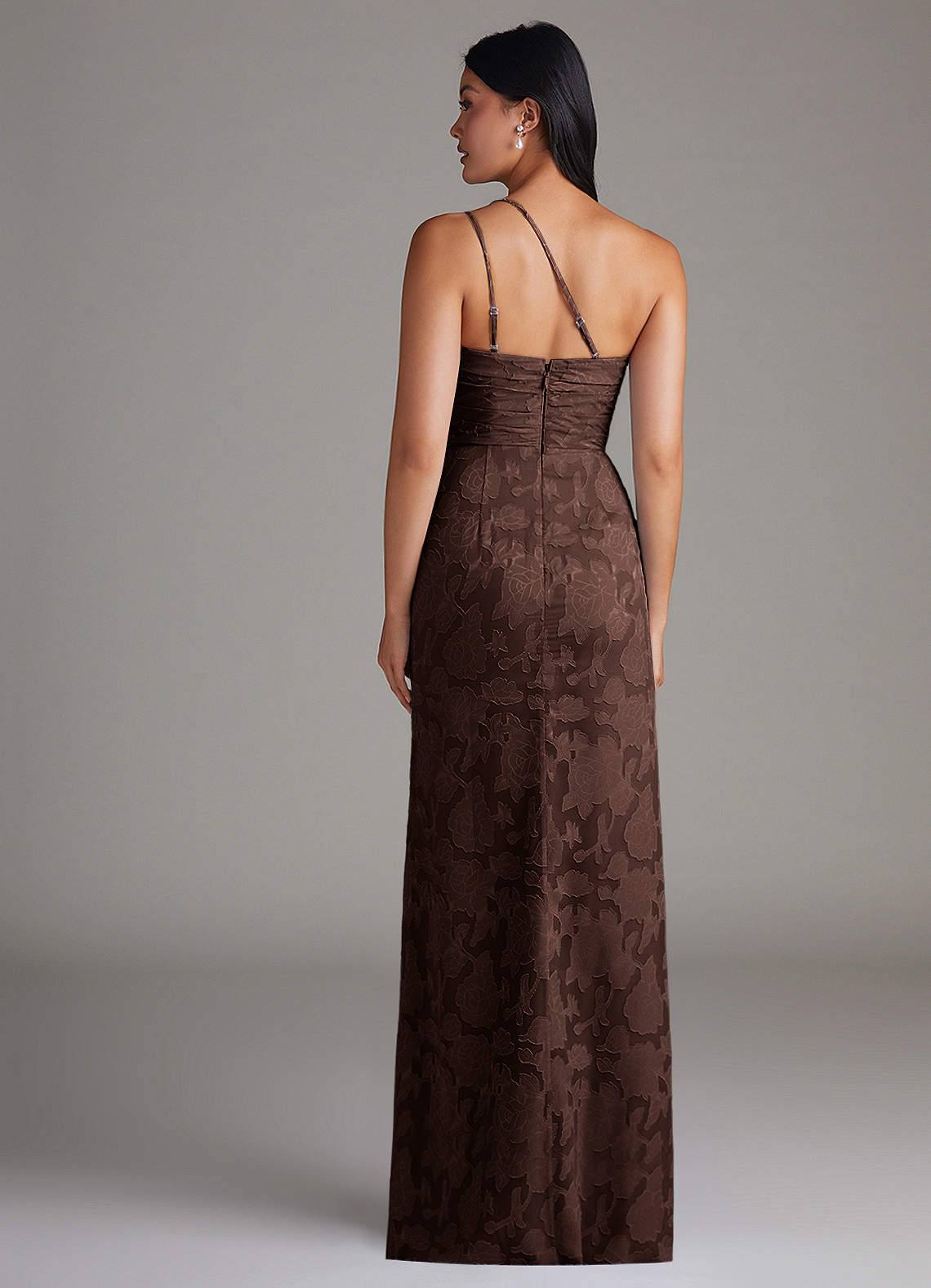 Eren Sheath One-Shoulder Floral Burnout Bridesmaid Dress in Ganache