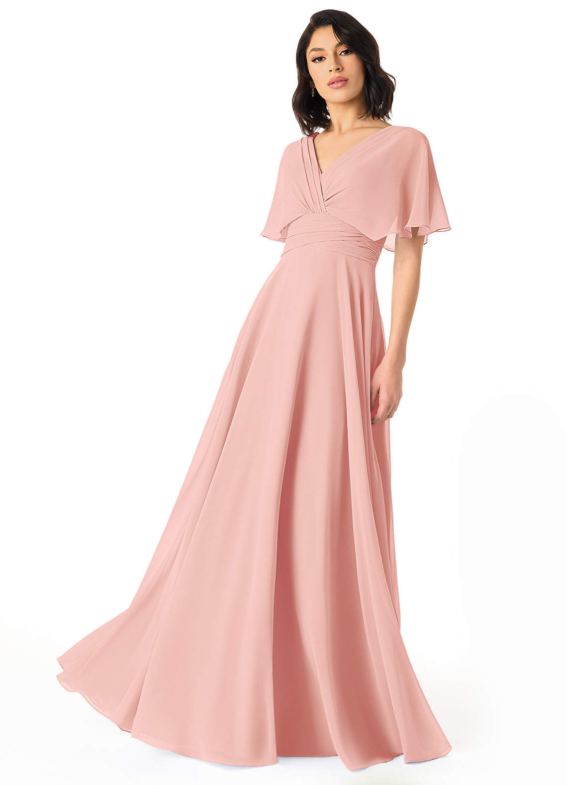 Pamela A-Line V-Neck Chiffon Bridesmaid Dress in Rosette