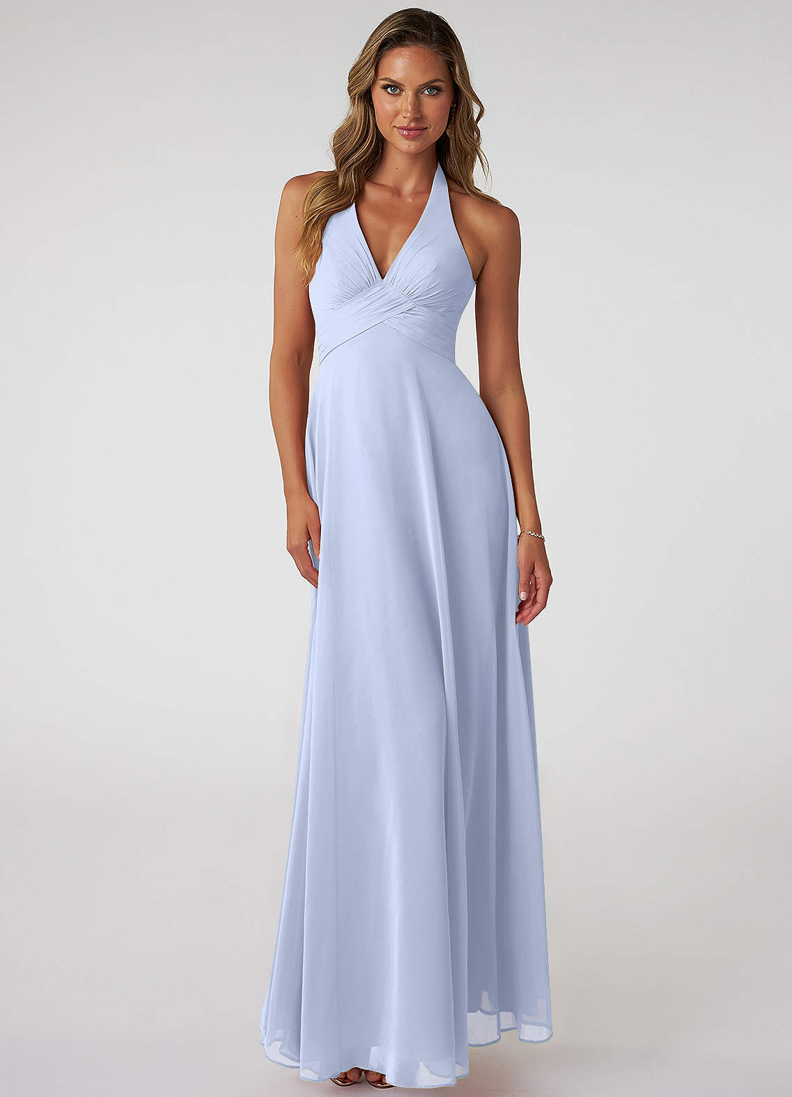 Tessie A-Line V-Neck Chiffon Bridesmaid Dress in Ice