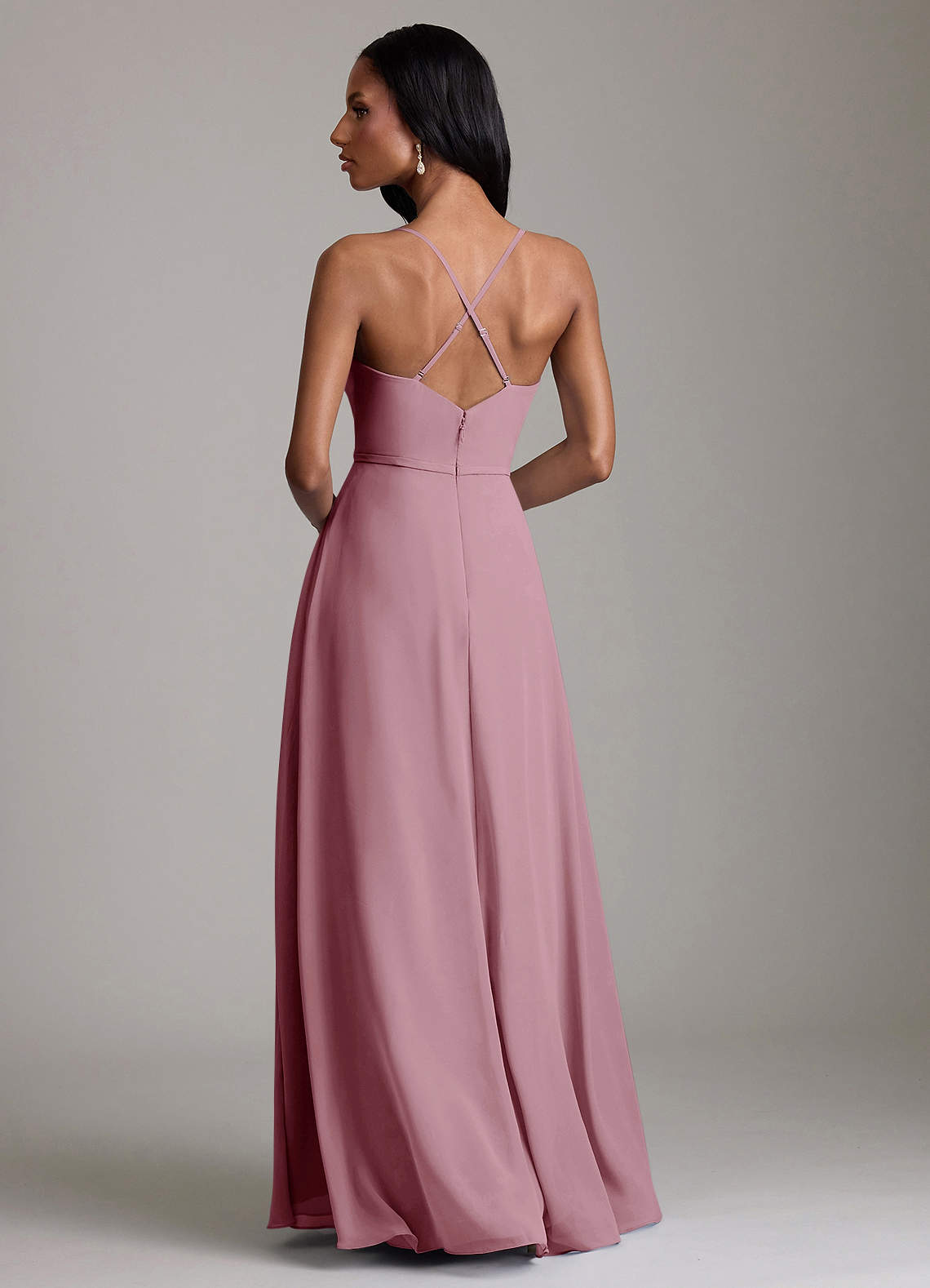 Naeem A-Line V-Neck Chiffon Bridesmaid Dress in Vintage Mauve