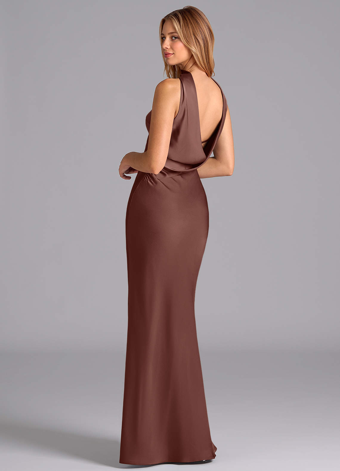 Lusinda Mermaid Strapless Stretch Satin Bridesmaid Dress in Espresso