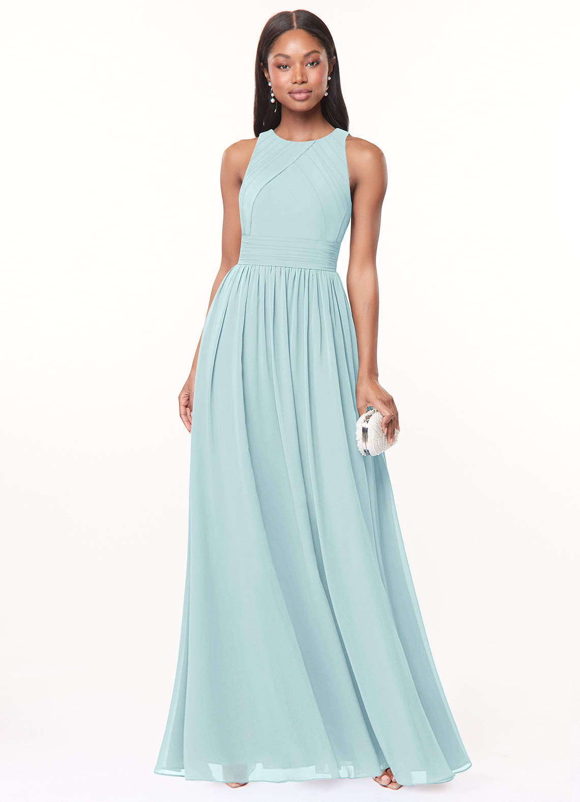 Harper A-Line Scoop-Neck Chiffon Bridesmaid Dress in Sea Glass