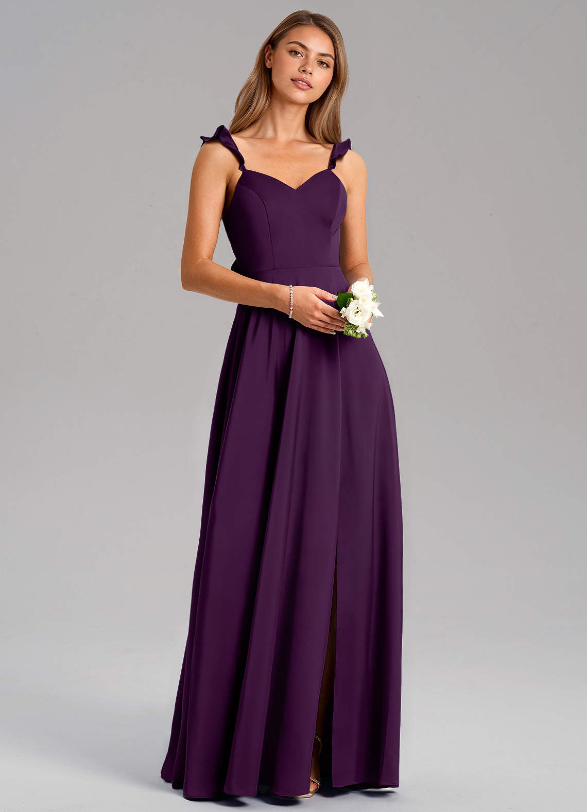 Everett A-Line V-Neck Chiffon Bridesmaid Dress in Grape