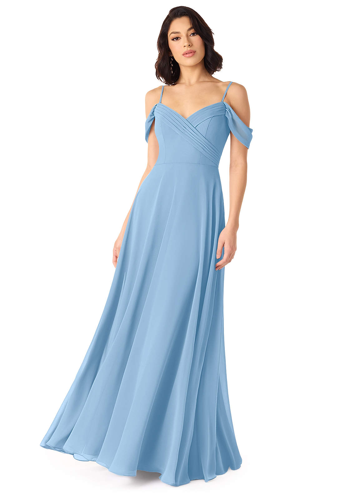 Tancie A-Line Off-the-Shoulder Chiffon Bridesmaid Dress in Powder Blue
