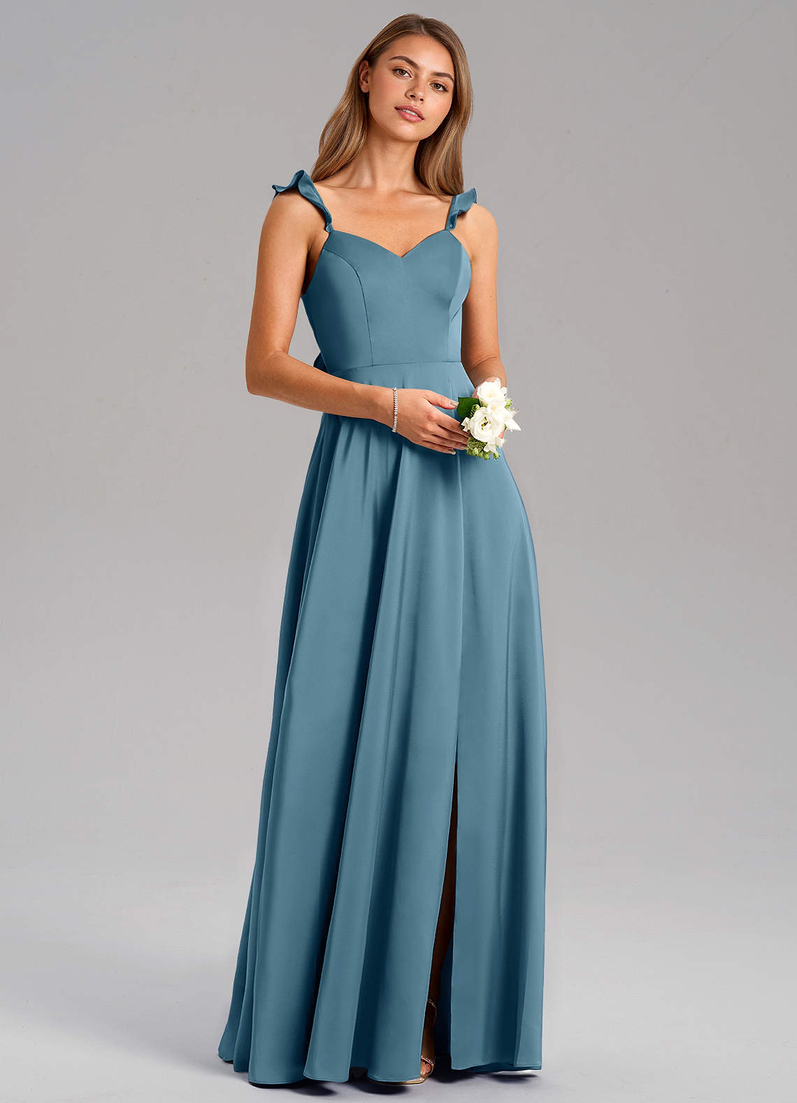 Everett A-Line V-Neck Chiffon Bridesmaid Dress in Bermuda