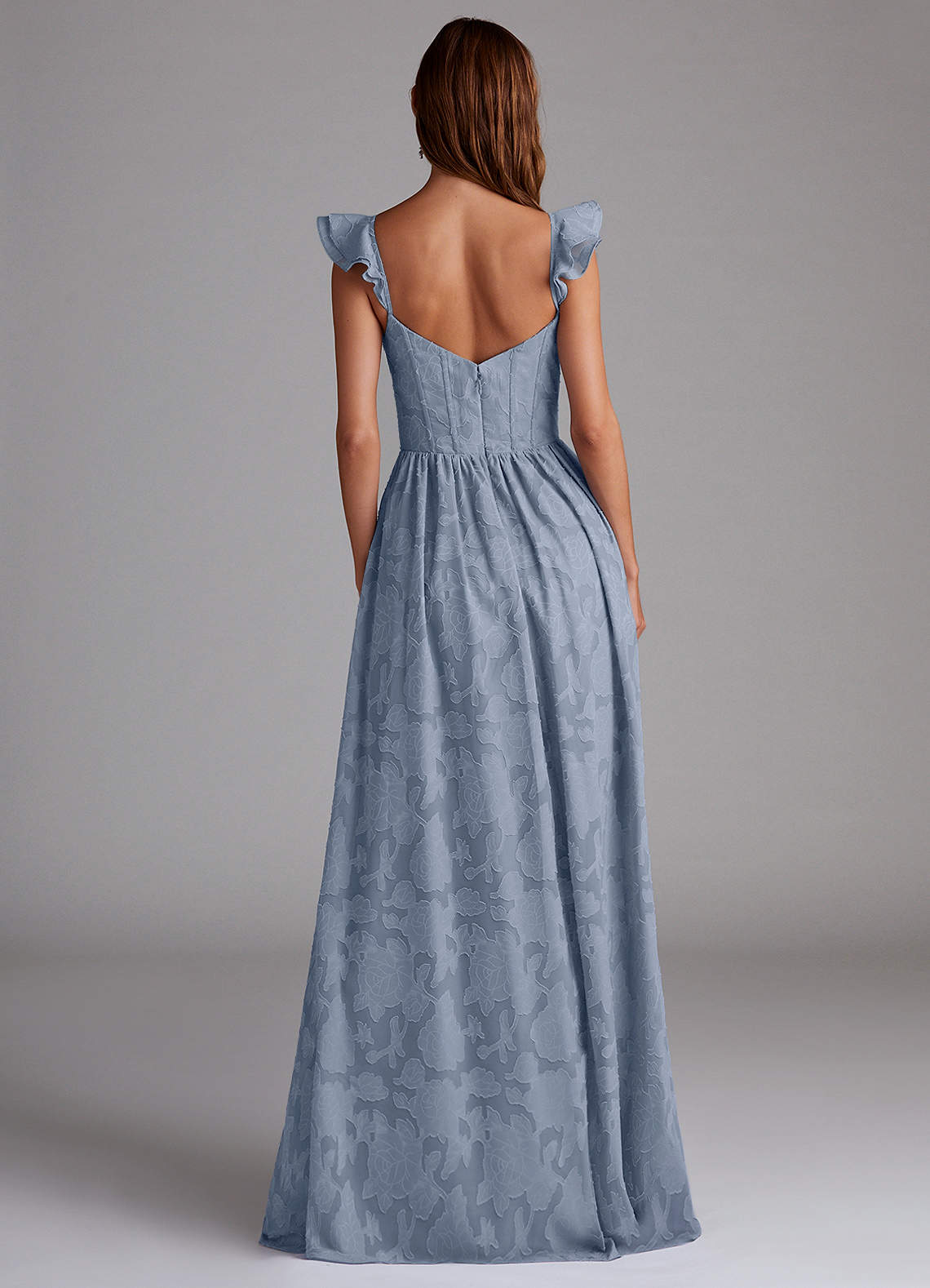 Denisse A-Line Sweetheart Floral Burnout Wedding Guest Dress in Powder Blue