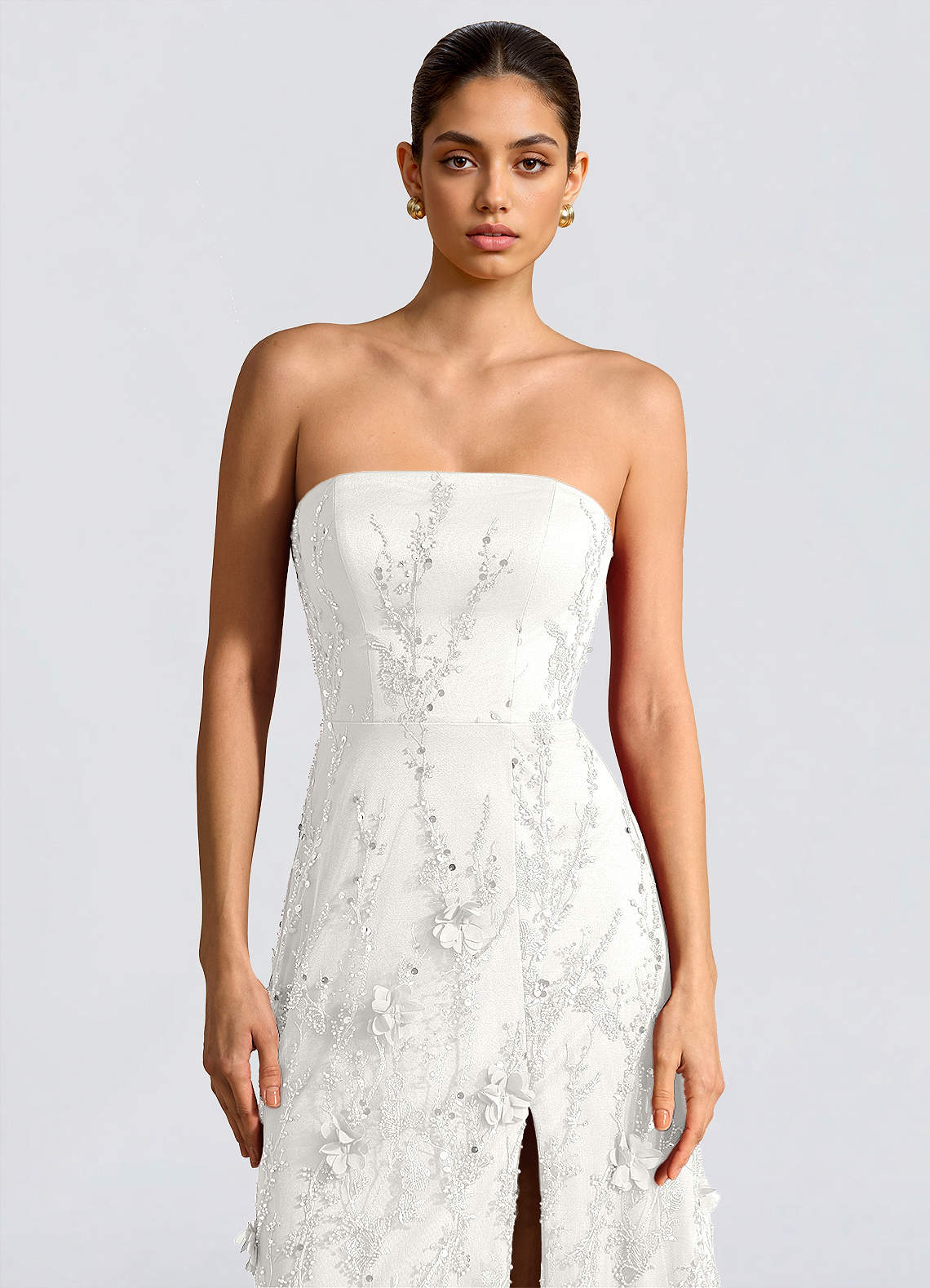 Fairuza A-Line Straight-Neck Tulle Wedding Guest Dress in White