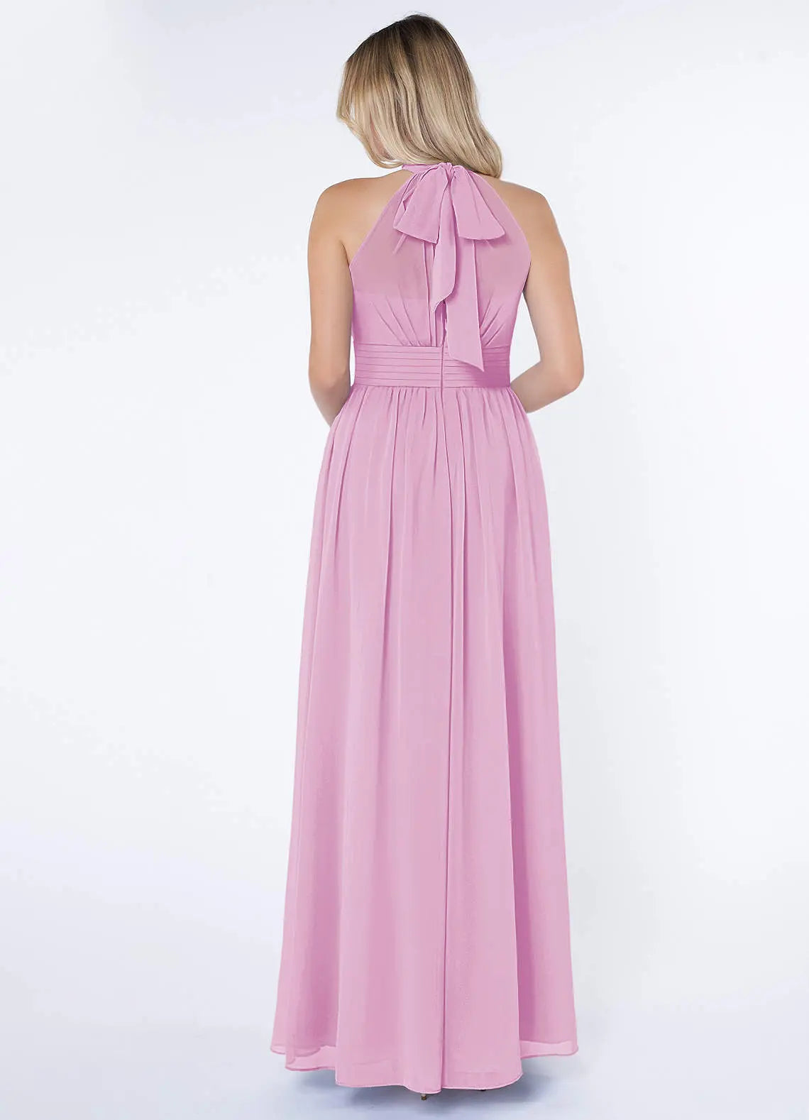 Iman A-Line Halter Chiffon Bridesmaid Dress in candy pink