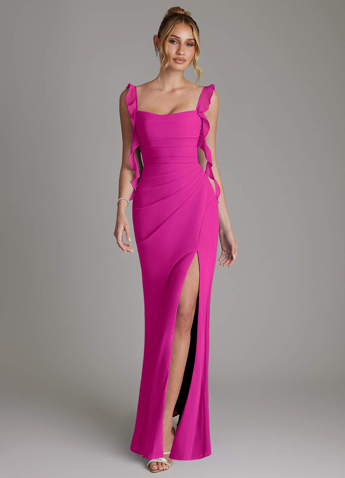 Jessamine Mermaid Sweetheart Chiffon Bridesmaid Dress in Fuchsia
