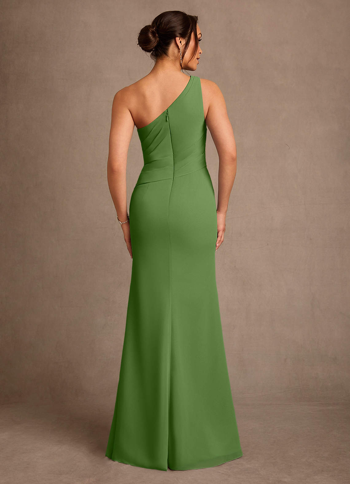 Floy Sheath One-Shoulder Chiffon Mother of the Bride Dress in Basil