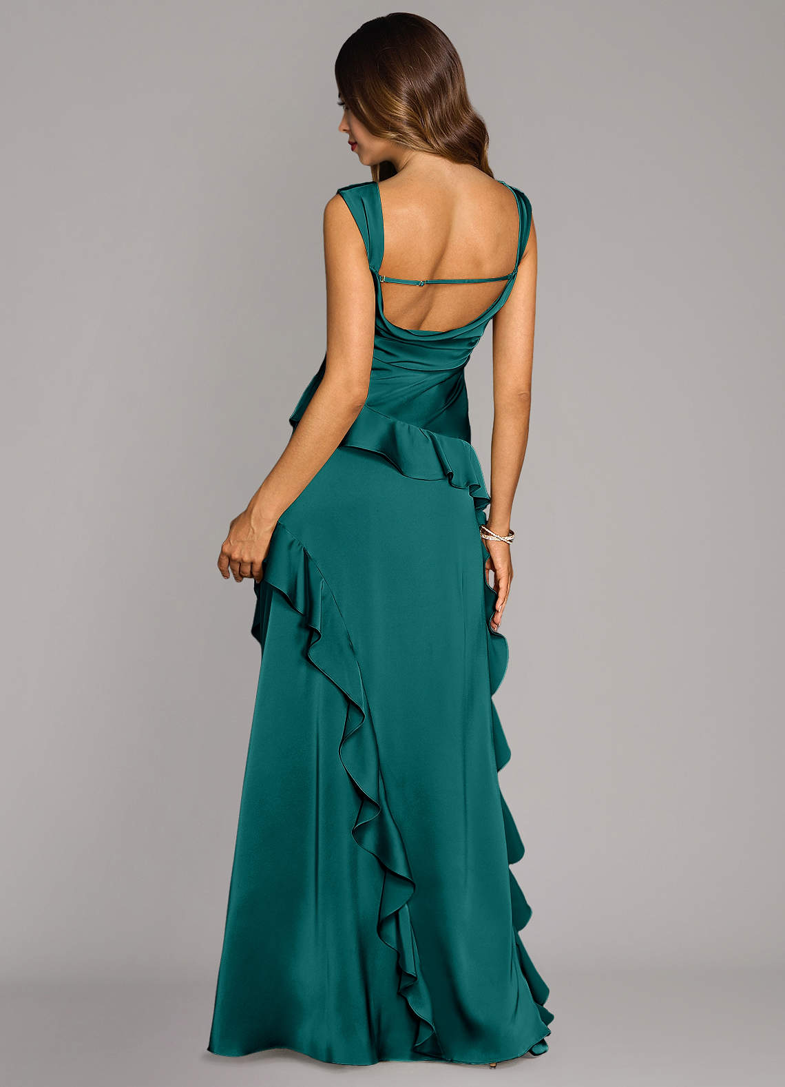 Sloane A-Line Sweetheart Stretch Satin Bridesmaid Dress in Peacock