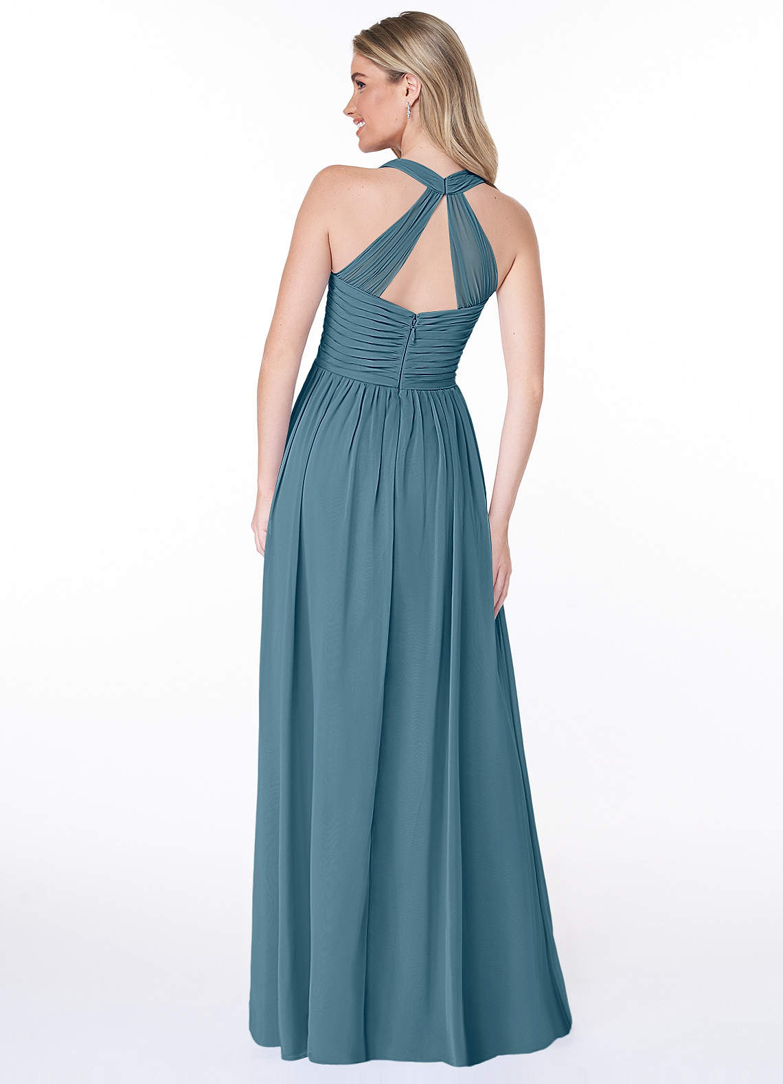 Jaclyn A-Line Halter Chiffon Bridesmaid Dress in Bermuda