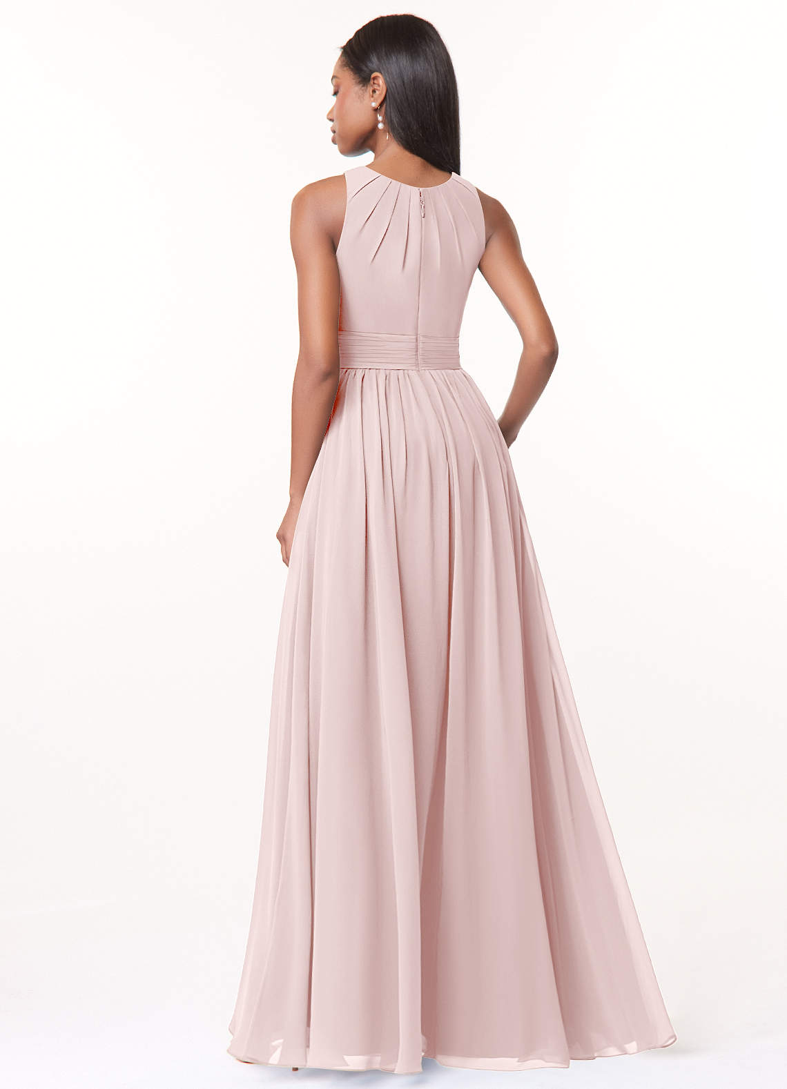 Harper A-Line Scoop-Neck Chiffon Bridesmaid Dress in Blushing Pink