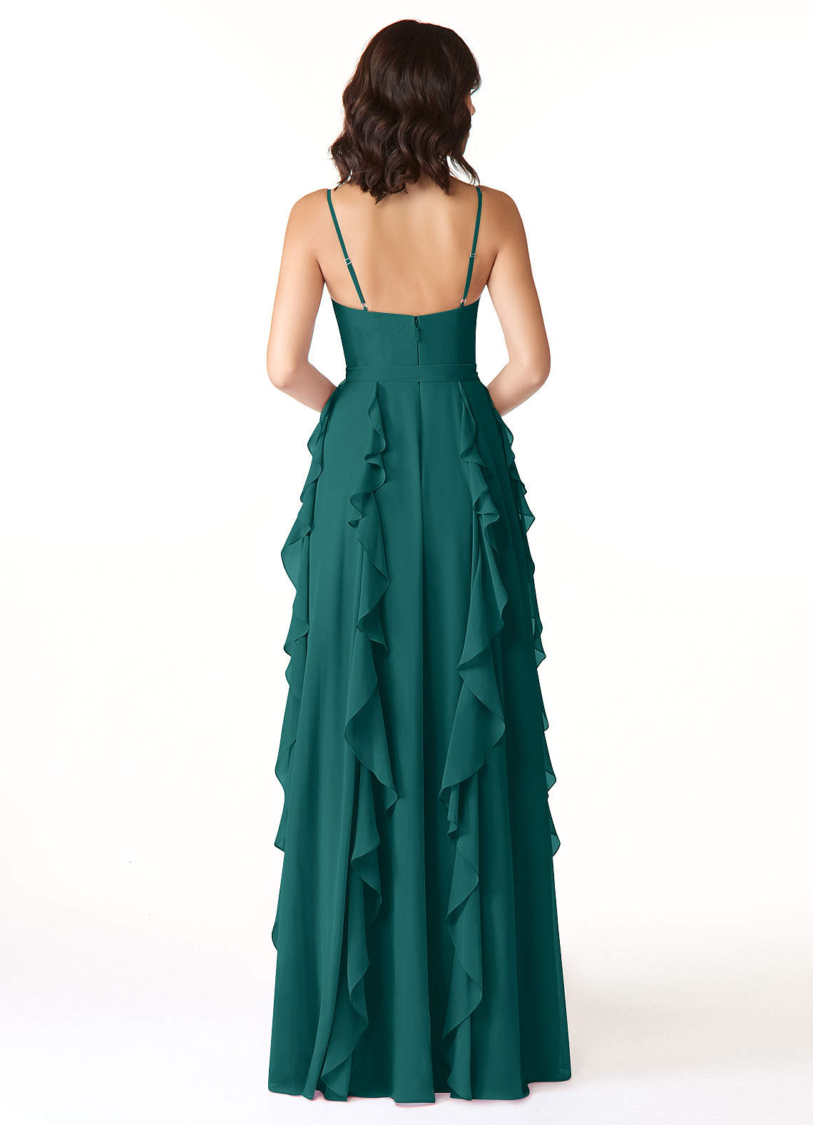 Peyton A-Line V-Neck Chiffon Bridesmaid Dress in Peacock