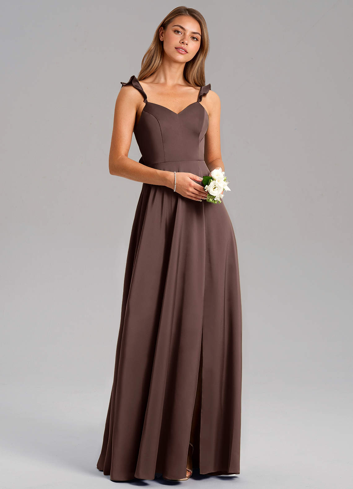 Everett A-Line V-Neck Chiffon Bridesmaid Dress in Ganache