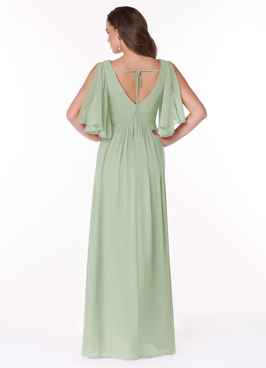 Temeka A-Line V-Neck Chiffon Bridesmaid Dress in Dusty Sage