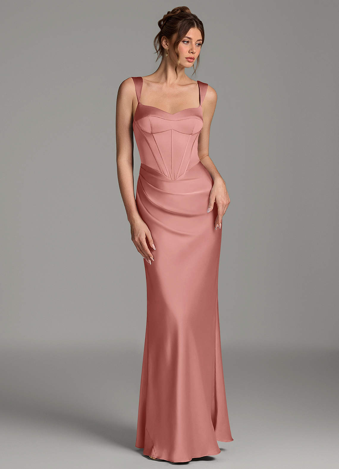 Mela Sheath Sweetheart Stretch Satin Bridesmaid Dress in Rosette