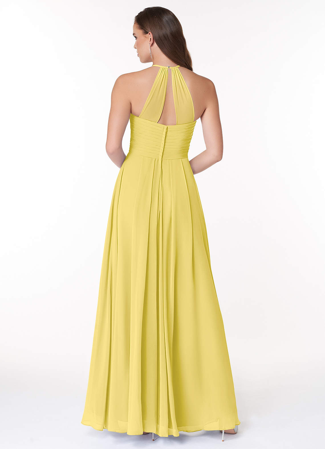 Ginger A-Line Halter Chiffon Bridesmaid Dress in Canary
