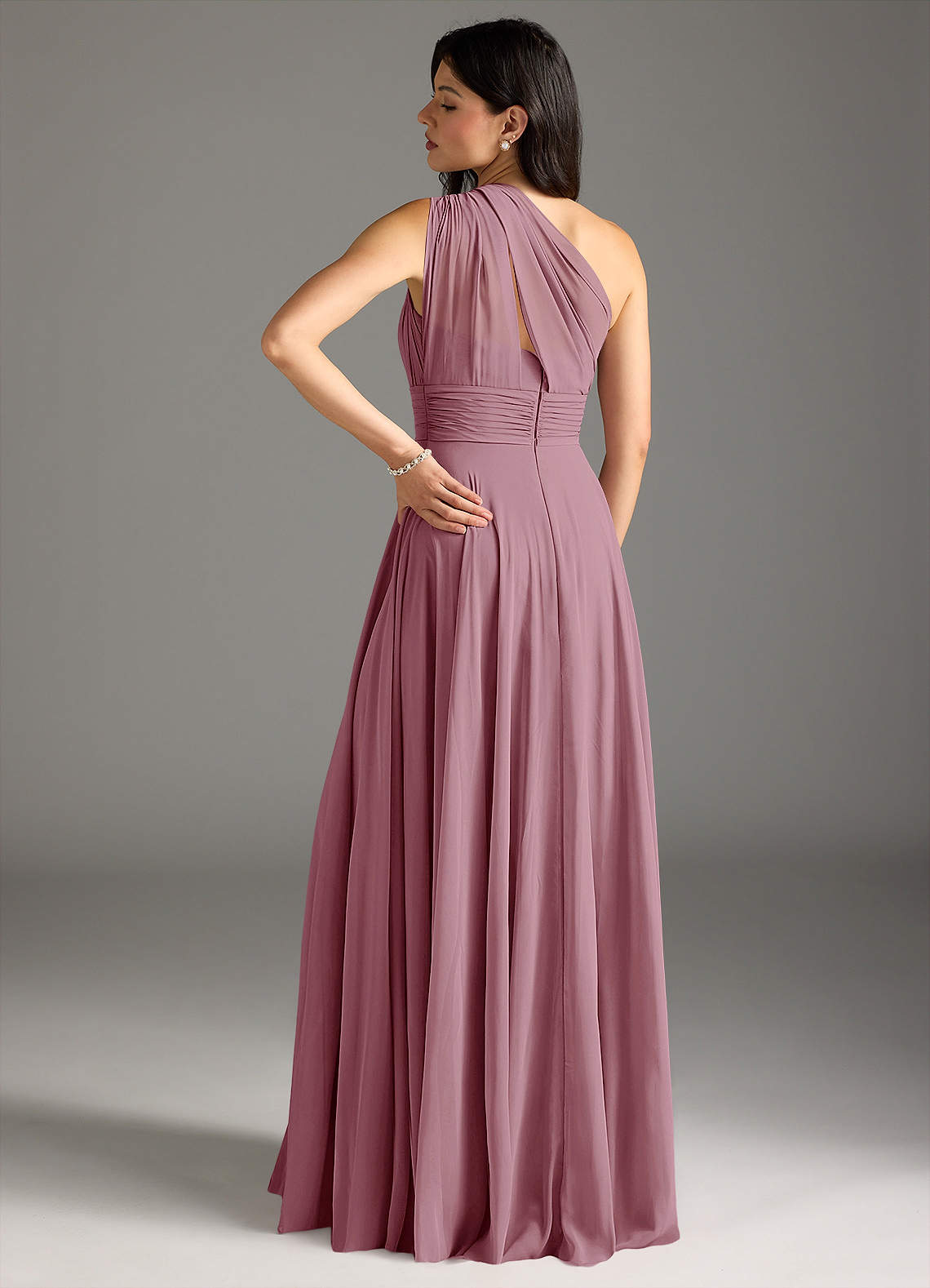 Charlize A-Line One-Shoulder Chiffon Bridesmaid Dress in Vintage Mauve