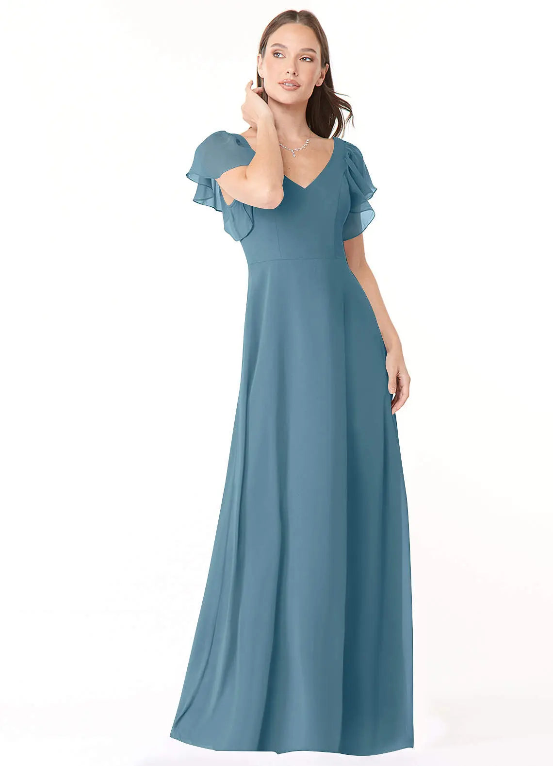 Syenna A-Line V-Neck Chiffon Bridesmaid Dress in Bermuda