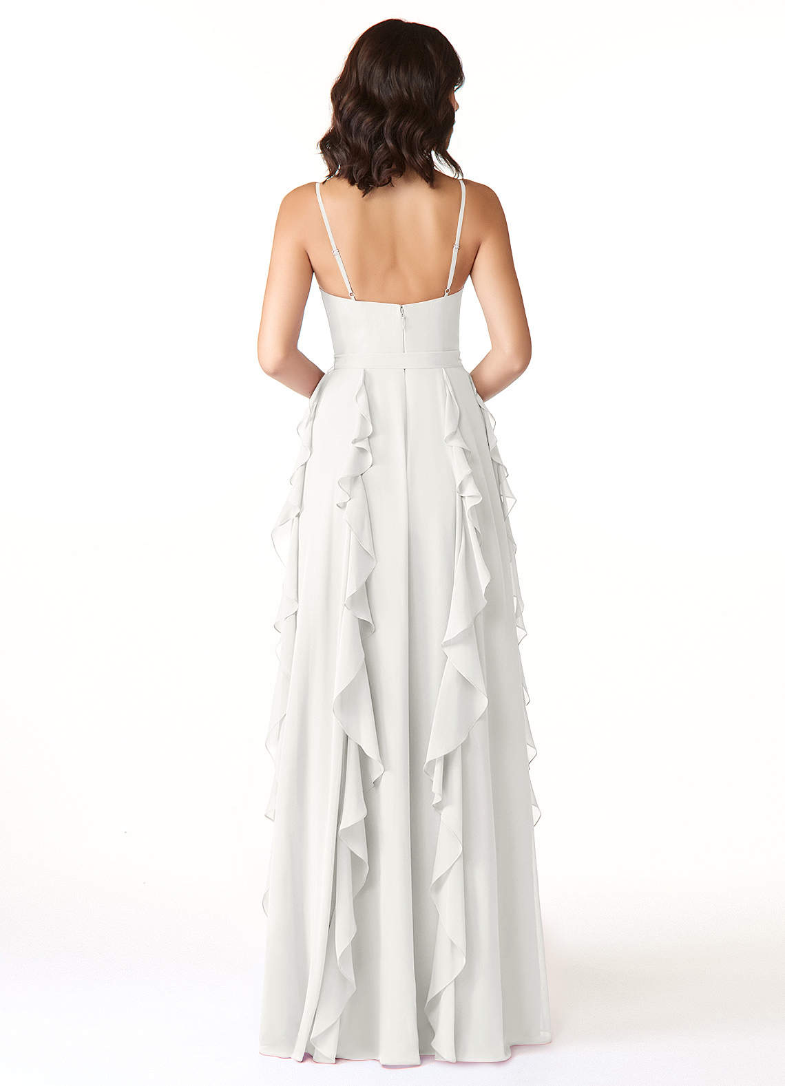 Peyton A-Line V-Neck Chiffon Bridesmaid Dress in white
