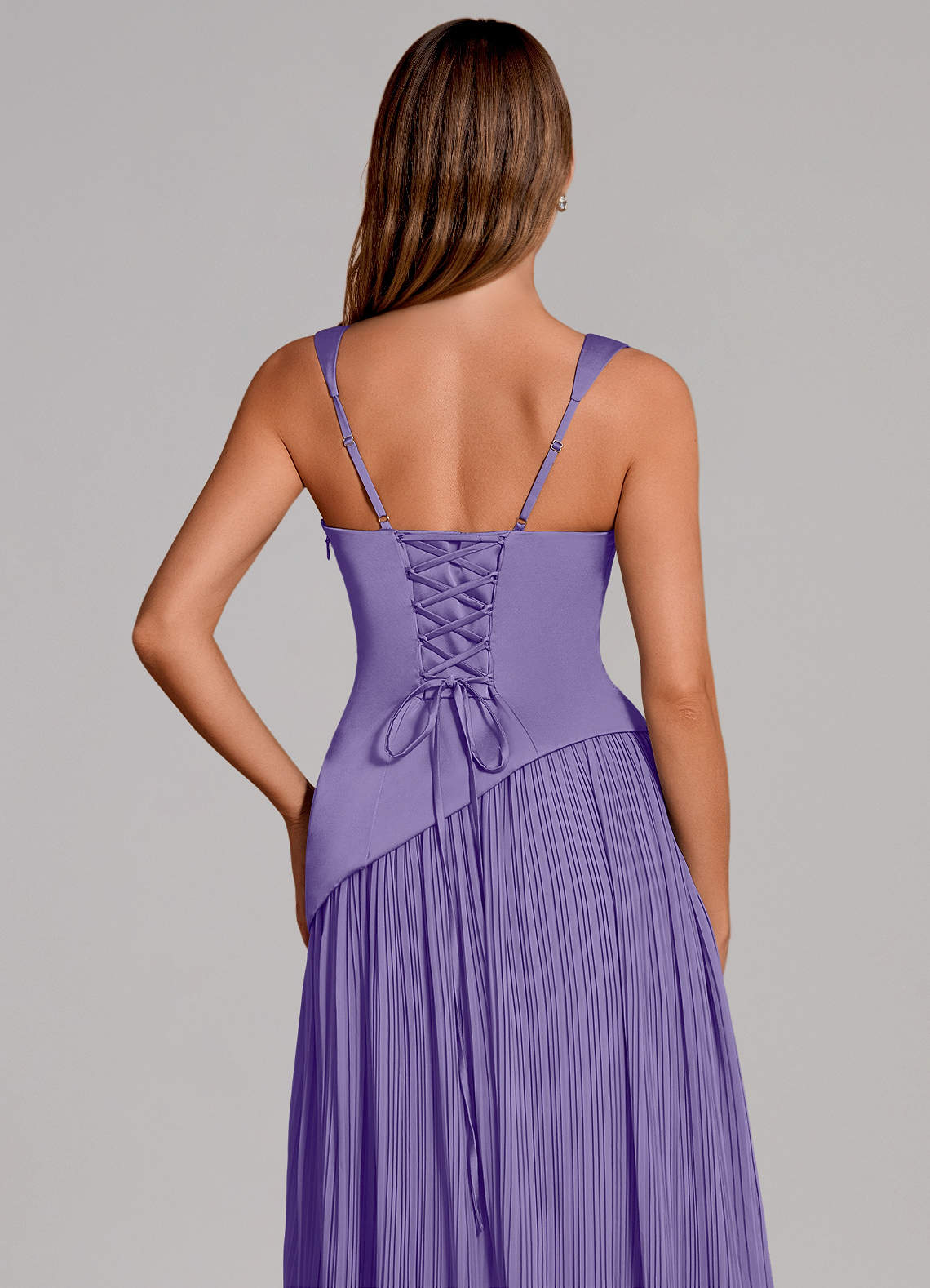 Stephanie A-Line Square-Neck Stretch Satin and Chiffon Bridesmaid Dress in Tahiti