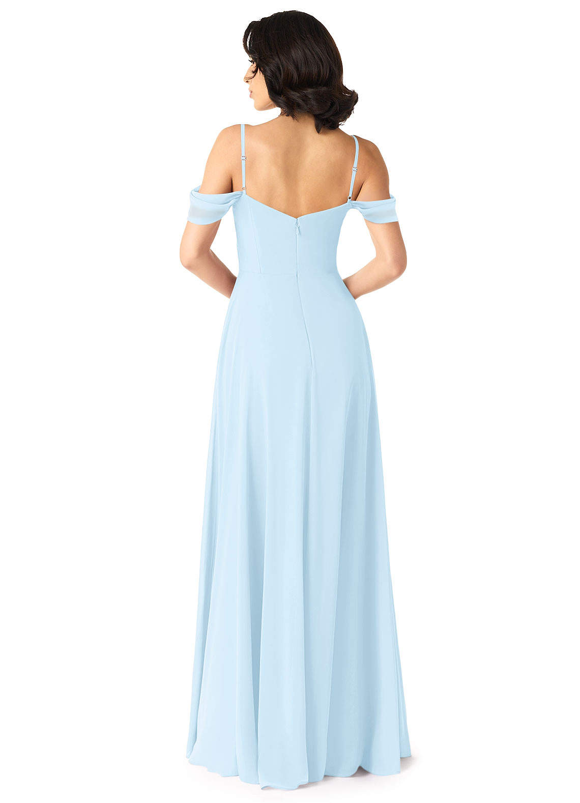 Tancie A-Line Off-the-Shoulder Chiffon Bridesmaid Dress in Sky Blue
