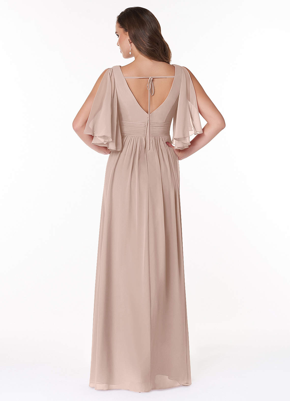 Temeka A-Line V-Neck Chiffon Bridesmaid Dress in English Rose