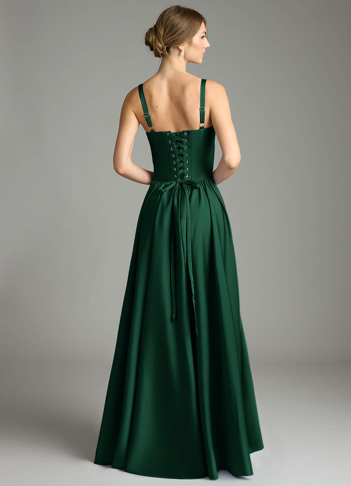 Evadina A-Line Sweetheart Stretch Satin Bridesmaid Dress in Dark Green