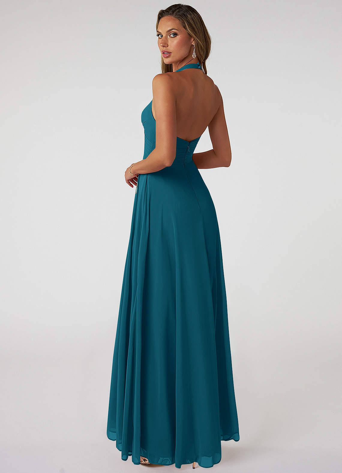 Tessie A-Line V-Neck Chiffon Bridesmaid Dress in Ink Blue
