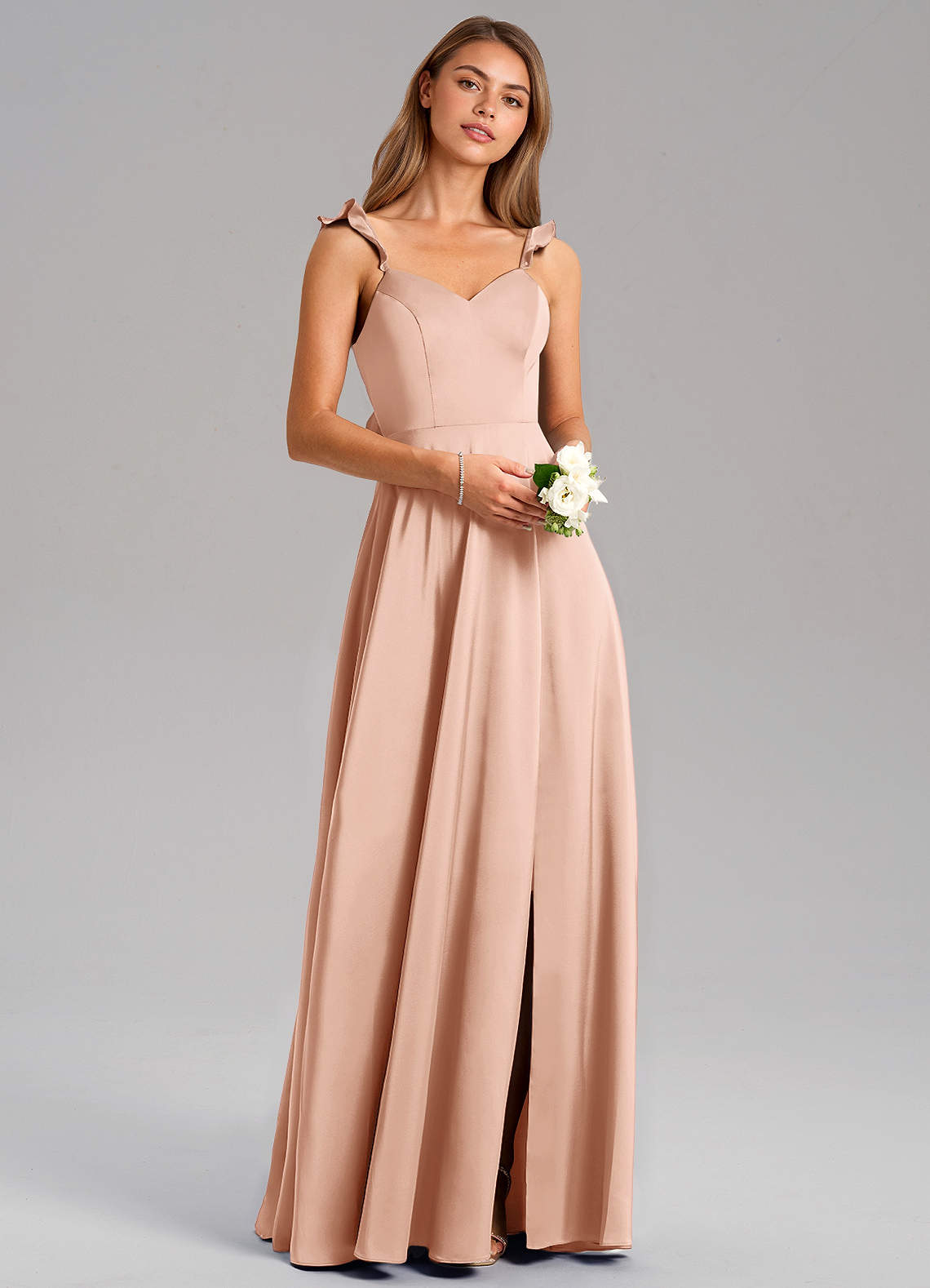Everett A-Line V-Neck Chiffon Bridesmaid Dress in rose gold