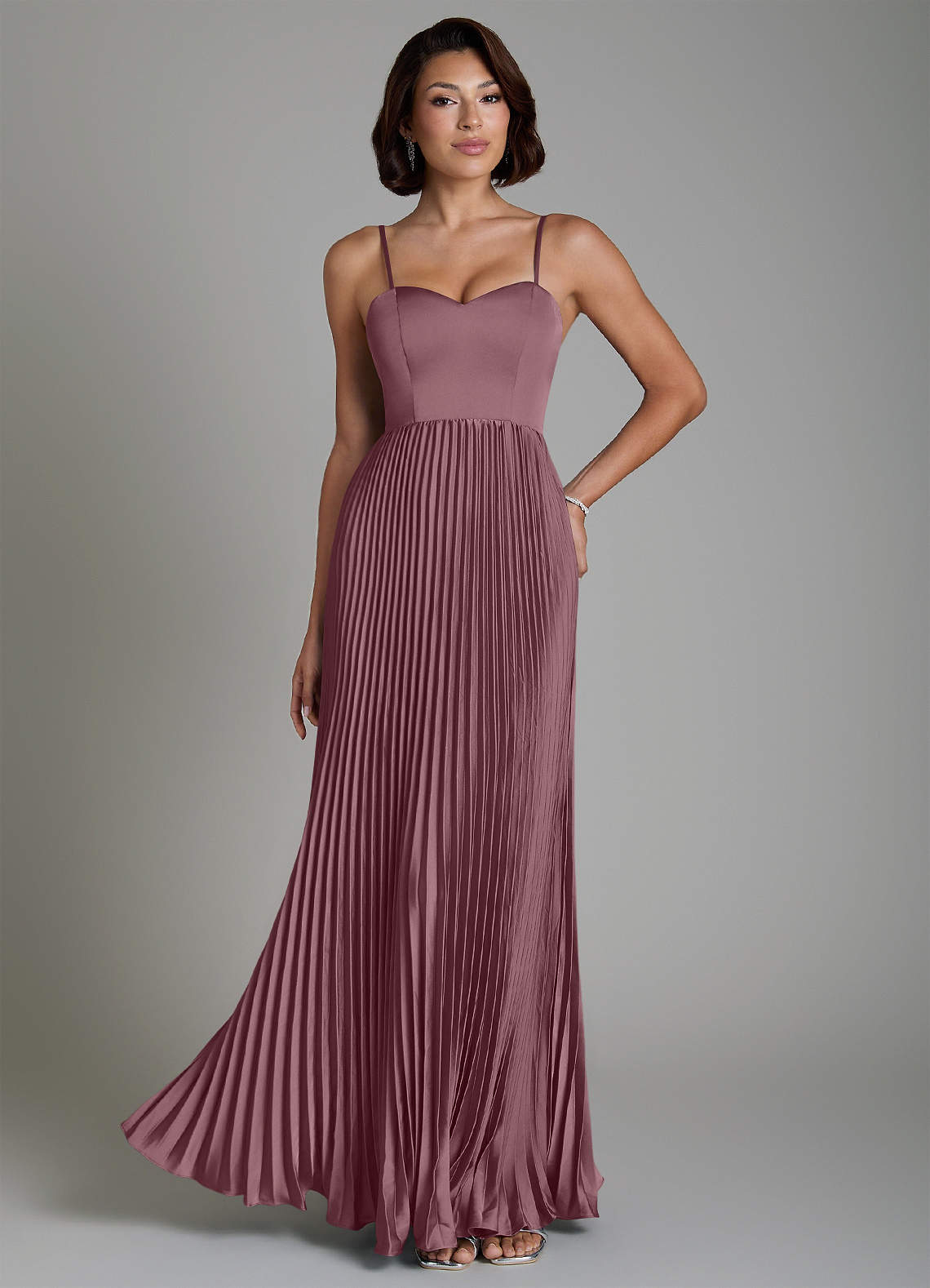 Micah A-Line Sweetheart Stretch Satin and Chiffon Bridesmaid Dress in Amethyst