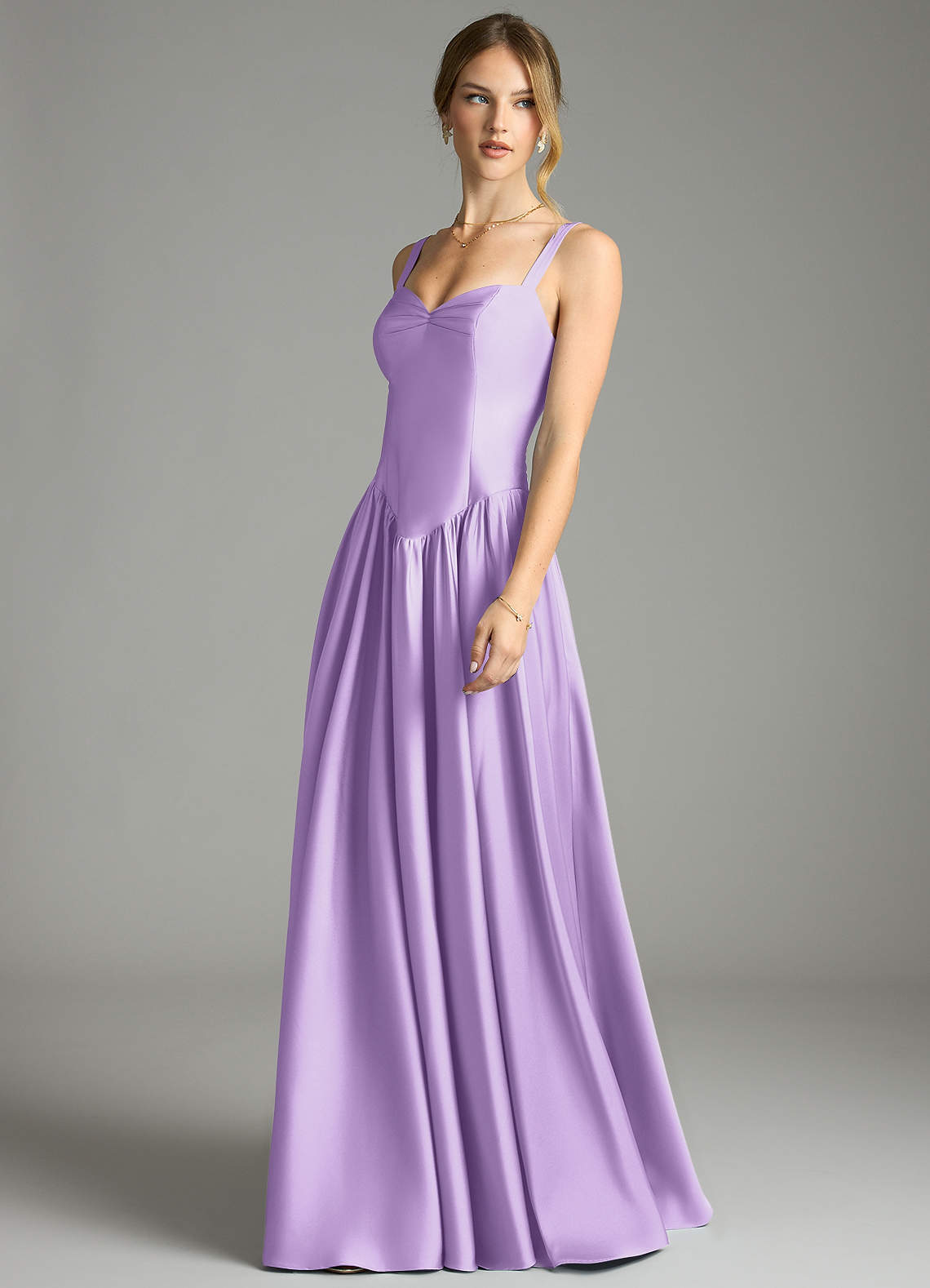 Evadina A-Line Sweetheart Stretch Satin Bridesmaid Dress in Lilac