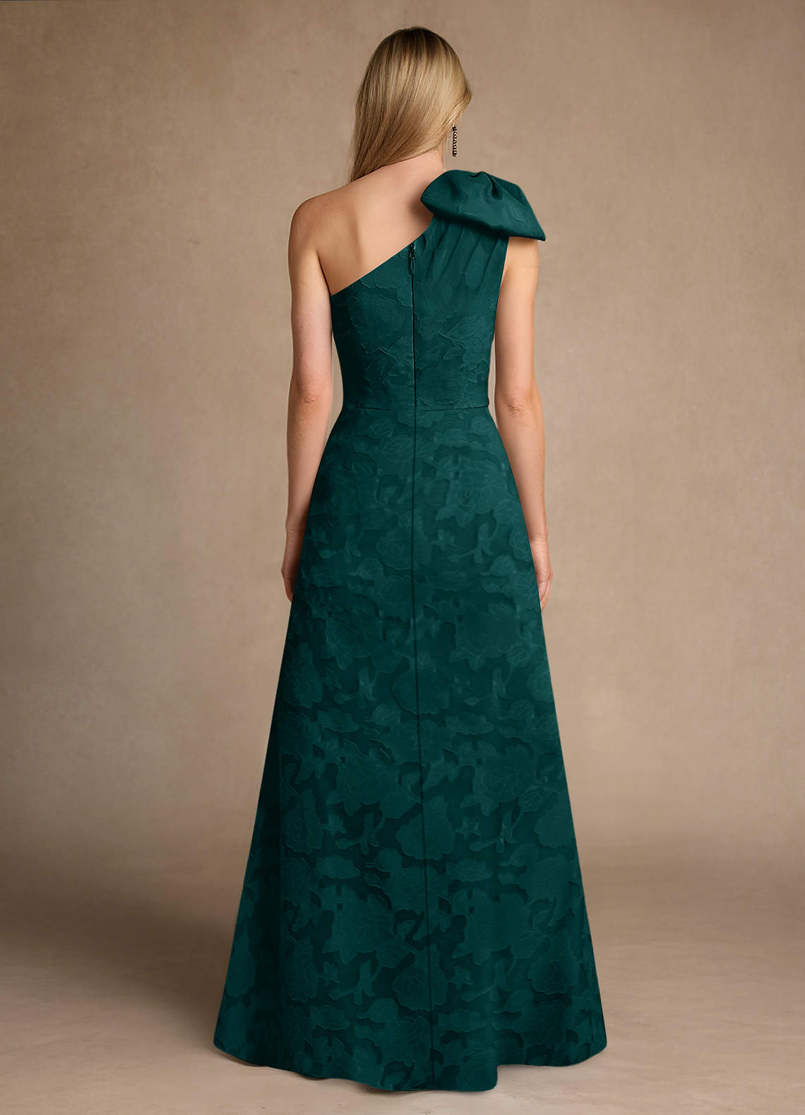 Easton A-Line One-Shoulder Jacquard Mother of the Bride Dress in Pine