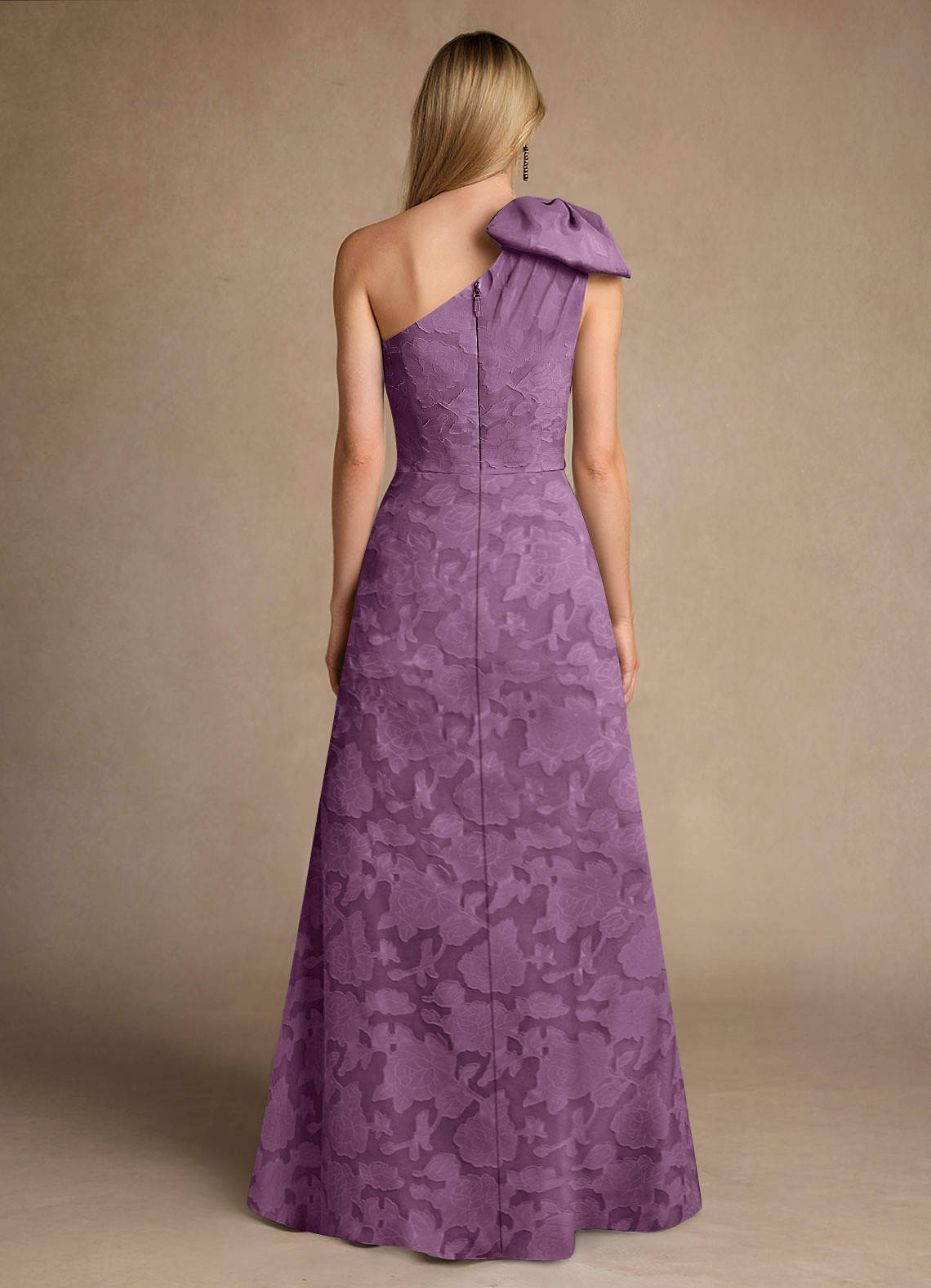 Easton A-Line One-Shoulder Jacquard Mother of the Bride Dress in Wisteria