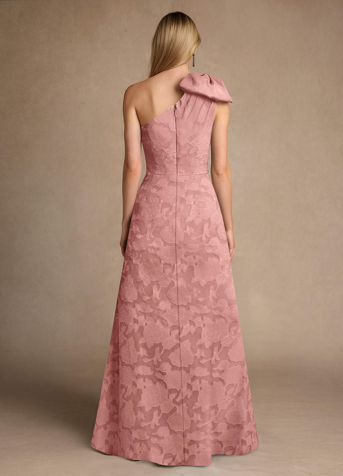 Easton A-Line One-Shoulder Jacquard Mother of the Bride Dress in Rosette