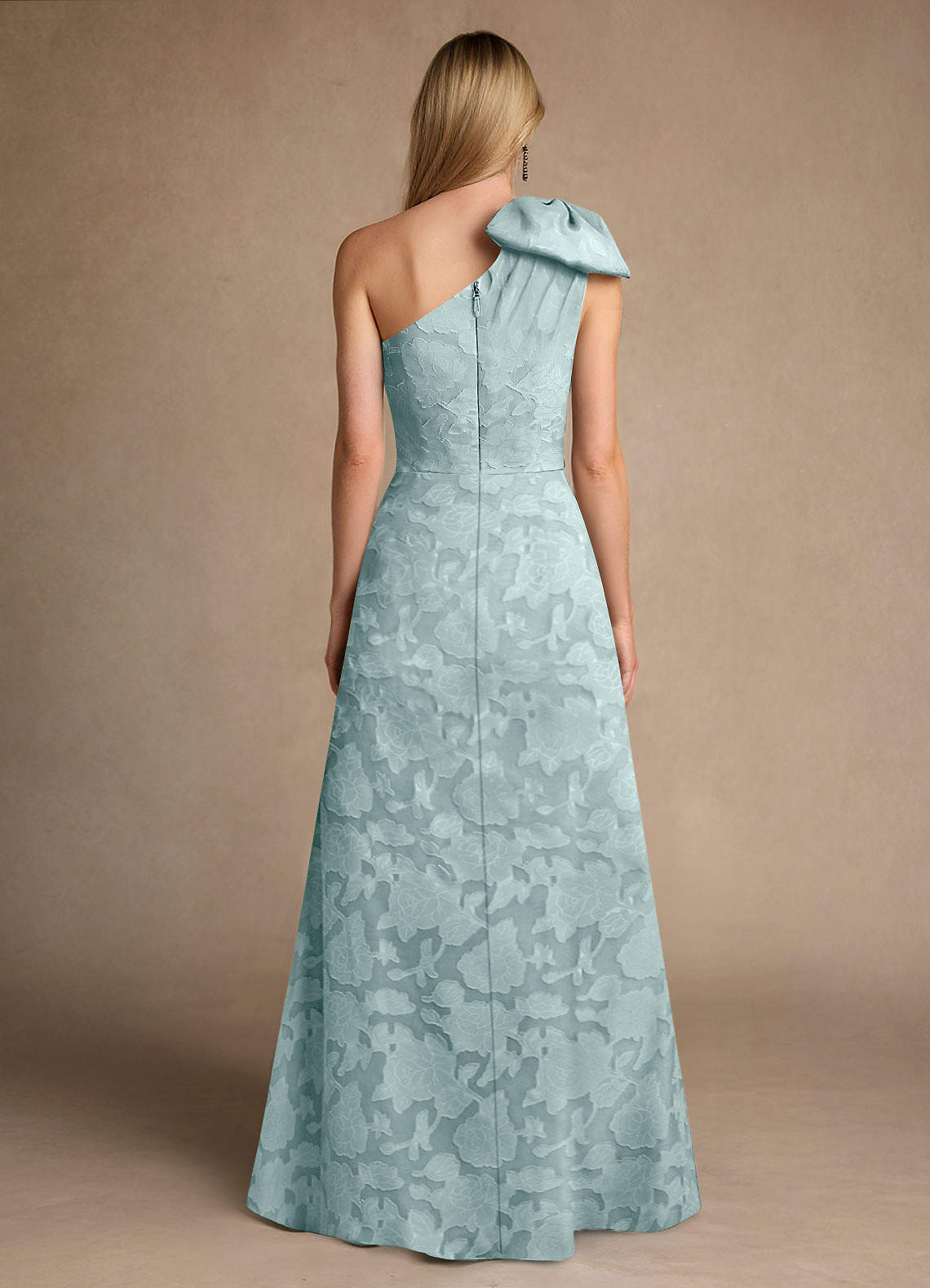 Easton A-Line One-Shoulder Jacquard Mother of the Bride Dress in Mist