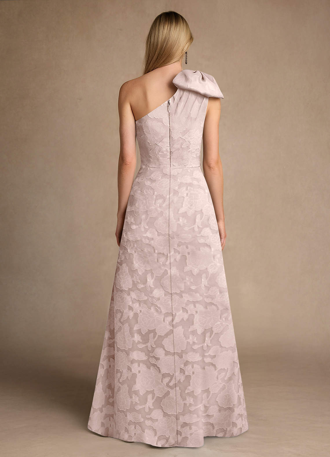 Easton A-Line One-Shoulder Jacquard Mother of the Bride Dress in Blushing Pink